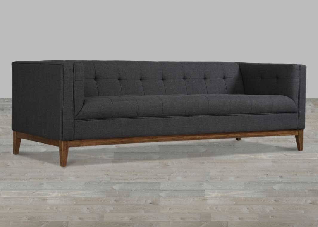 Beige Linen Sofa Button Tufted Regarding Tufted Linen Sofas (View 1 of 30)