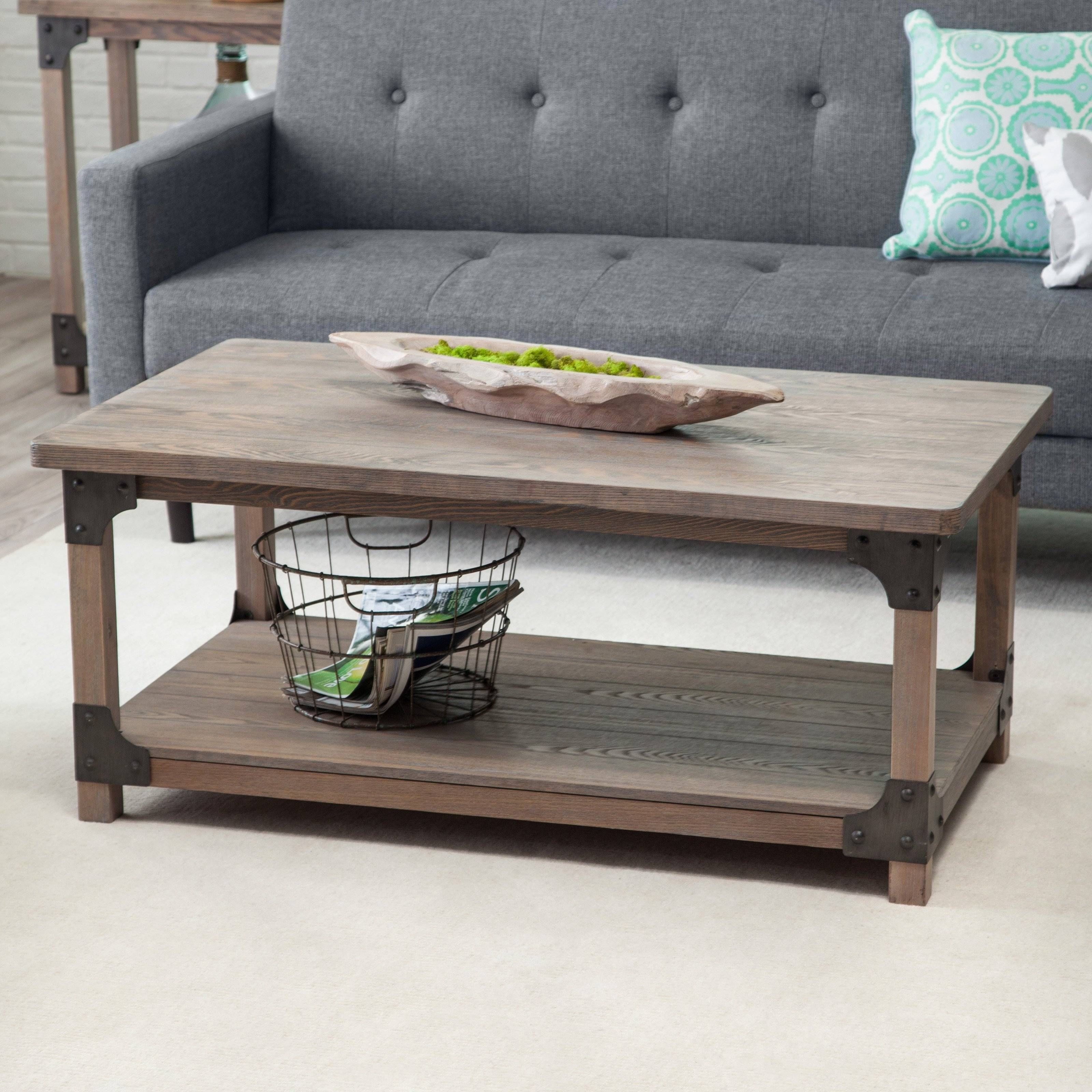 Belham Living Franklin Reclaimed Wood Industrial Coffee Table Throughout Gray Wood Coffee Tables (View 27 of 30)