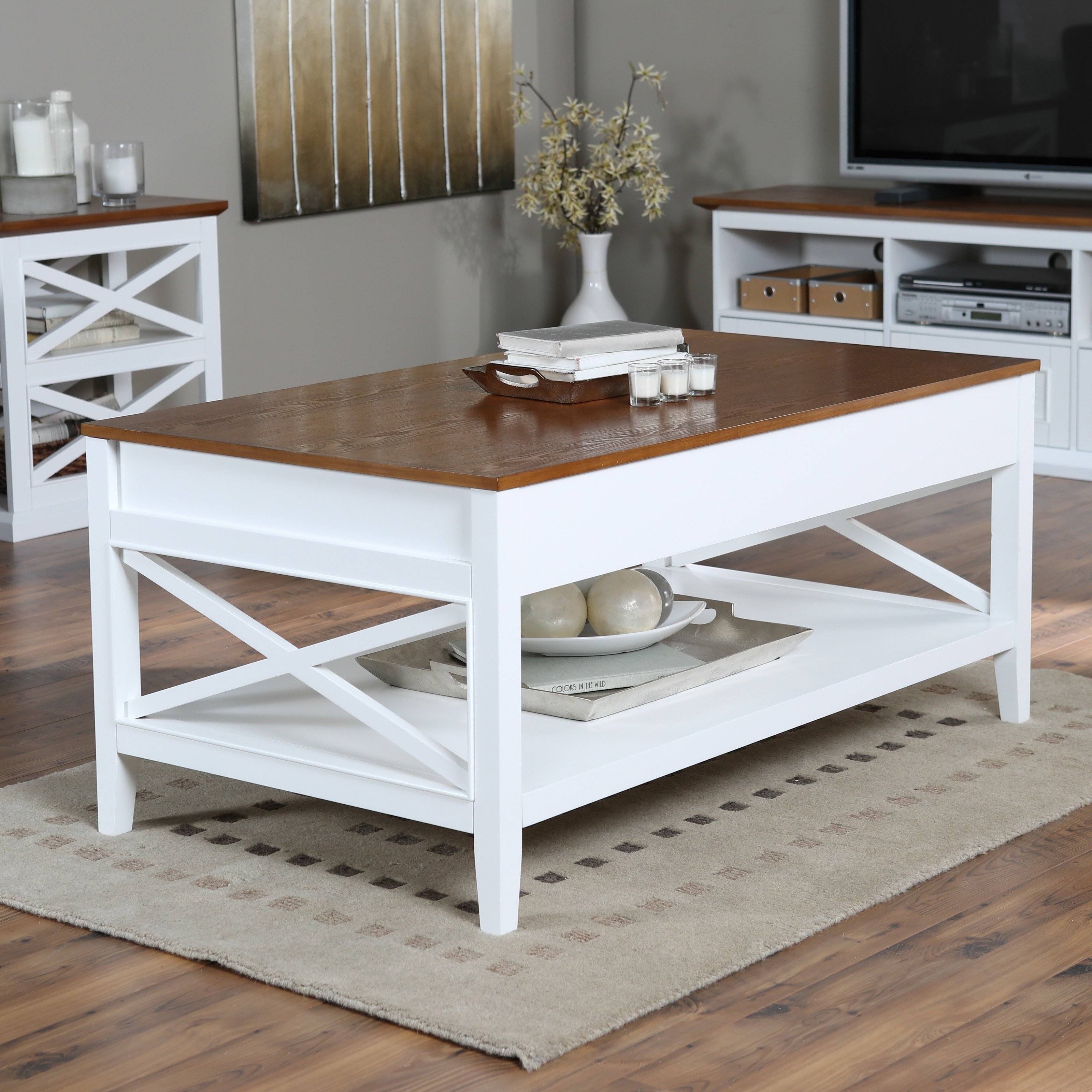 Belham Living Hampton Storage And Lift Top Coffee Table | Hayneedle For White And Oak Coffee Tables (Photo 1 of 30)