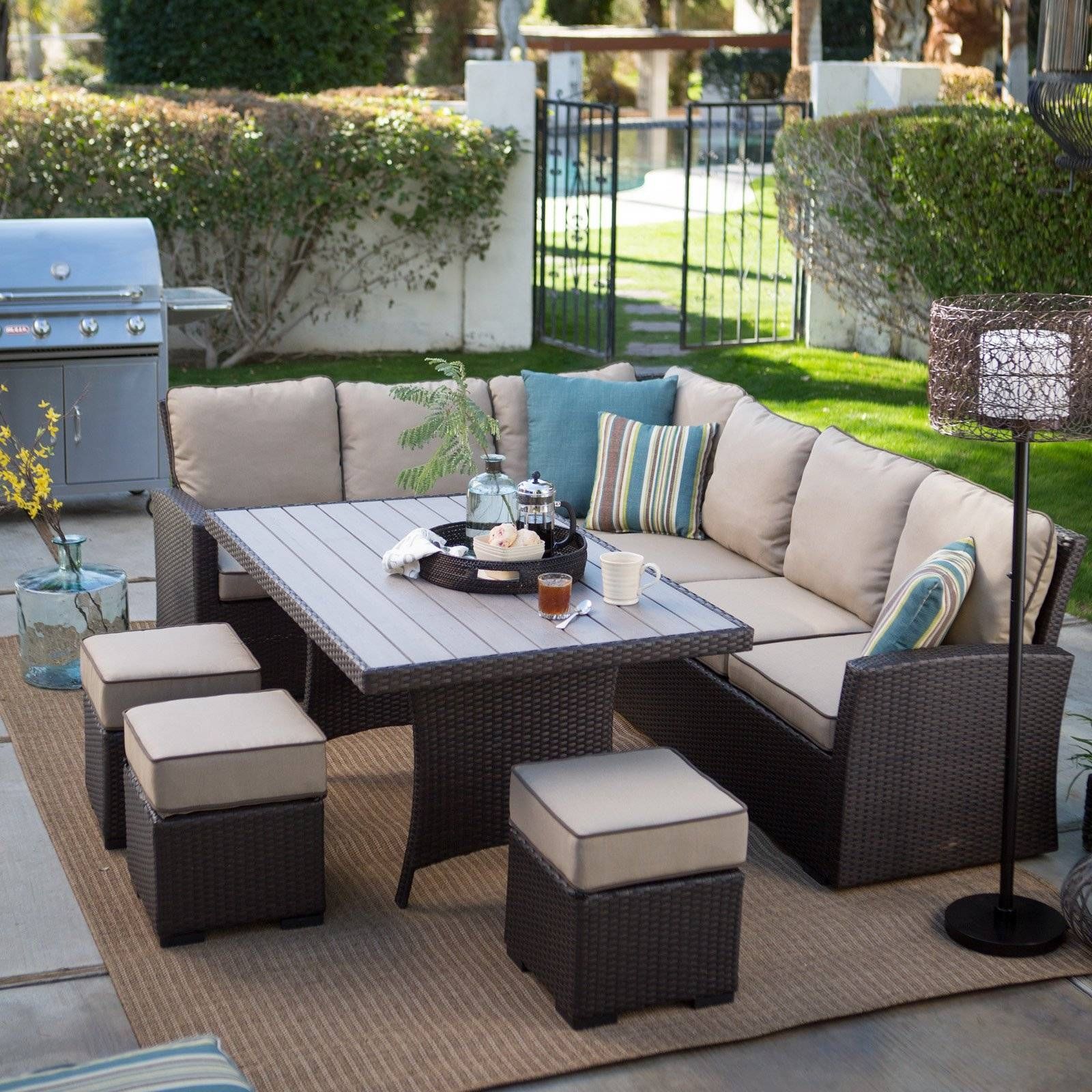Belham Living Monticello All Weather Outdoor Wicker Sofa Sectional Intended For Cheap Patio Sofas (View 7 of 30)