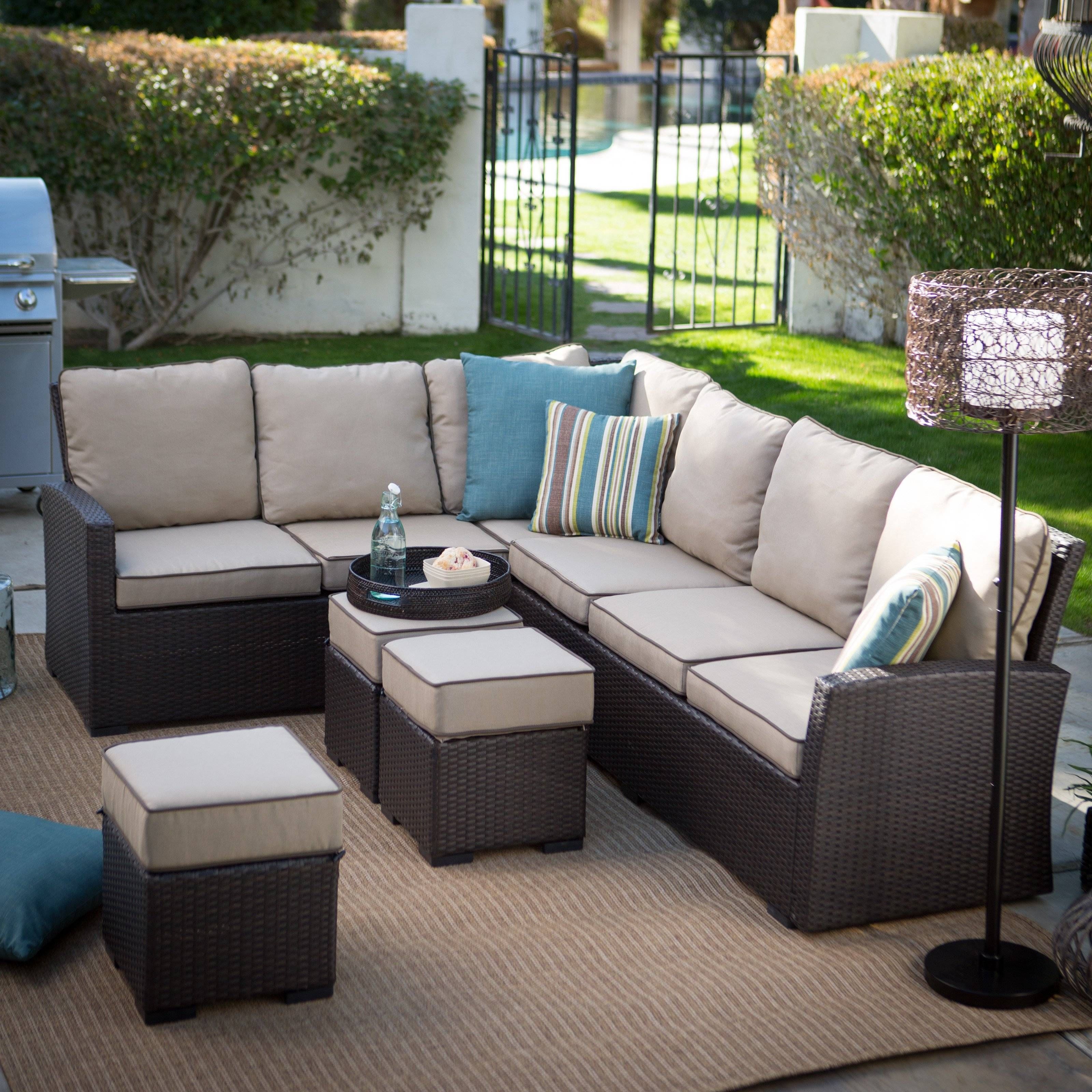Belham Living Monticello All Weather Outdoor Wicker Sofa Sectional Regarding Cheap Patio Sofas (View 20 of 30)