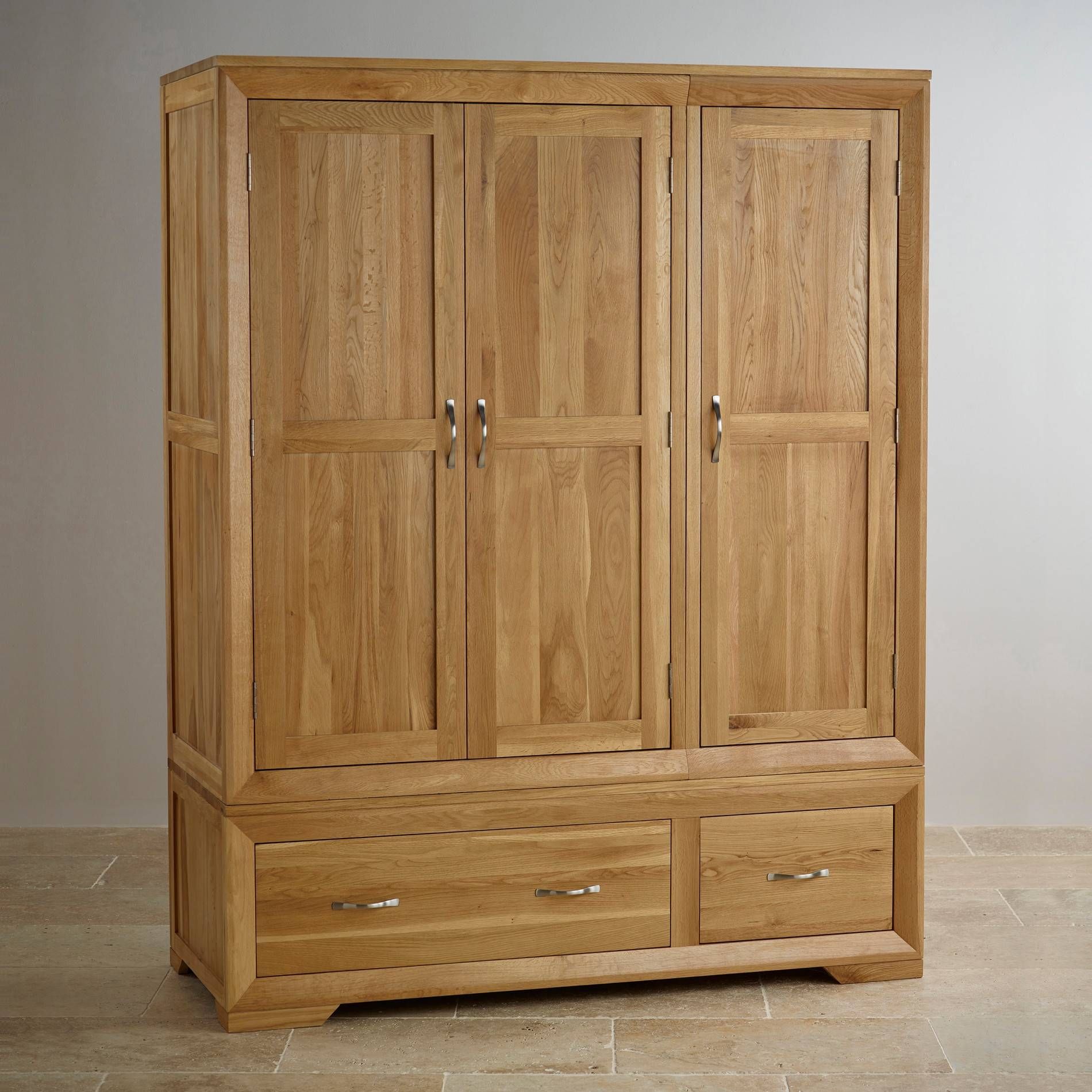 Bevel Natural Solid Oak Wardrobe | Bedroom Furniture Inside Self Assembly Wardrobes (View 12 of 15)