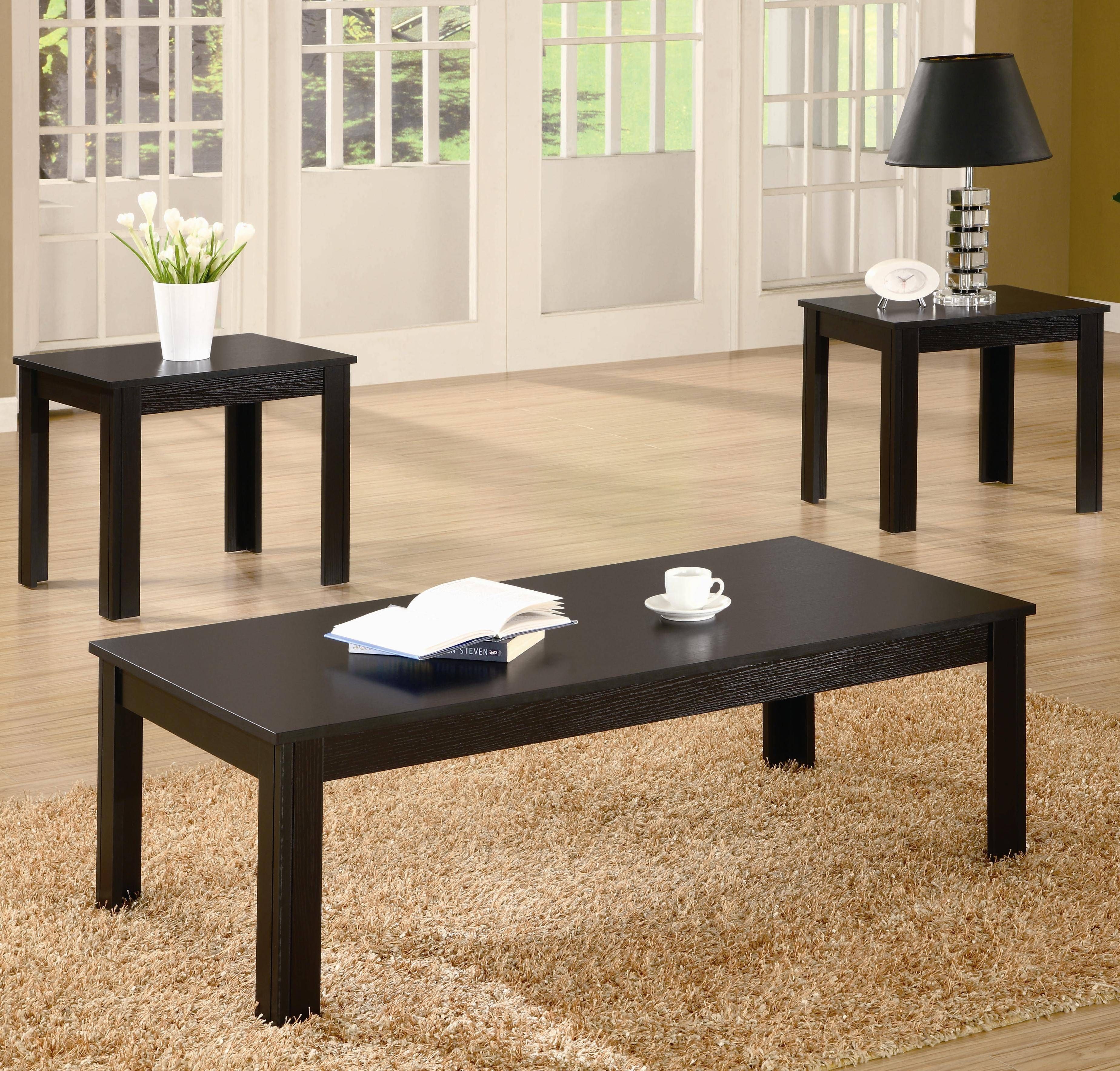Black Coffee Table And End Table Sets | Coffee Tables Decoration Throughout Coffee Table With Matching End Tables (View 4 of 30)