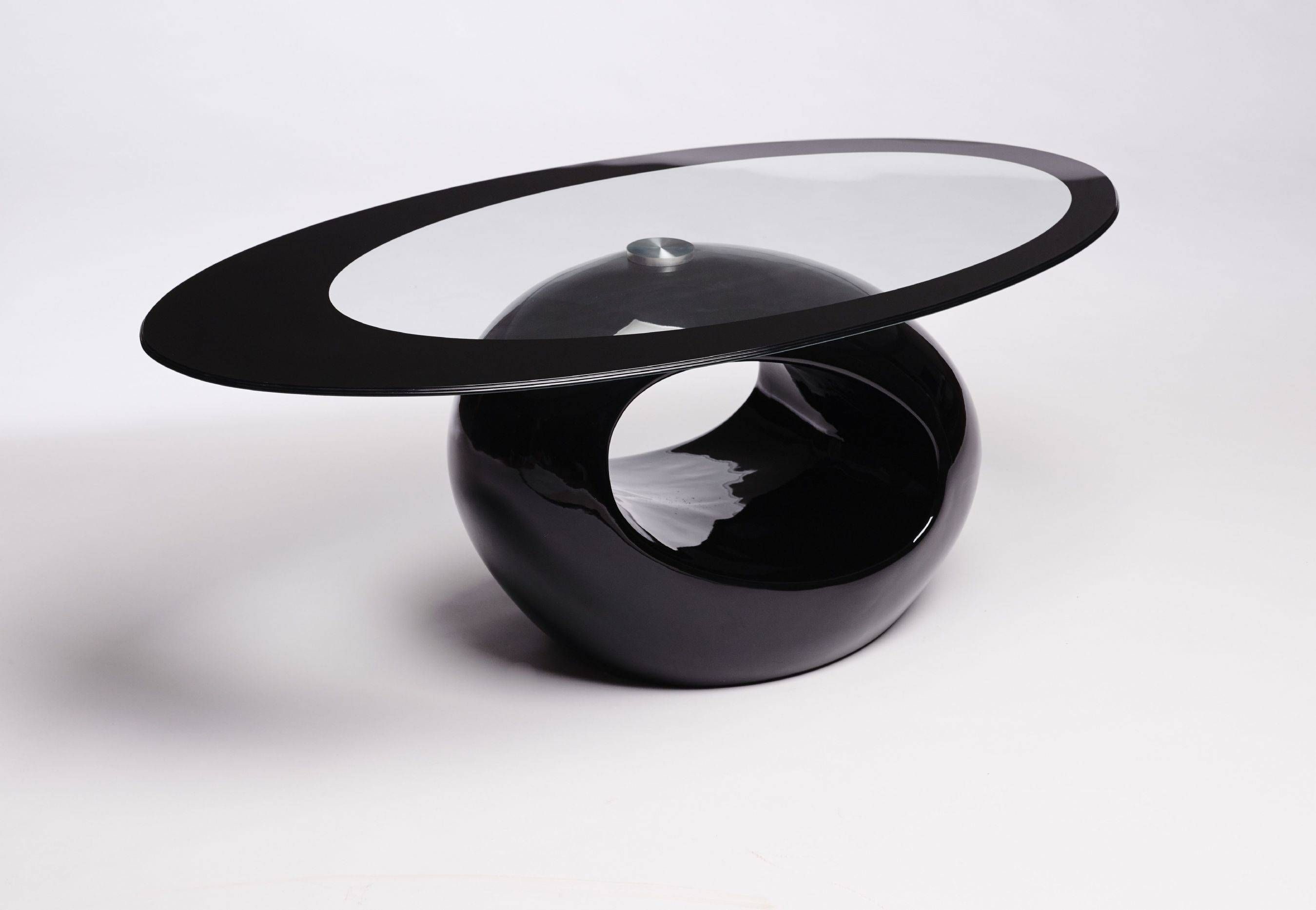 Black Glass Coffee Table Contemporary Modern Retro | Coffee Tables With Regard To Black Oval Coffee Tables (View 8 of 30)