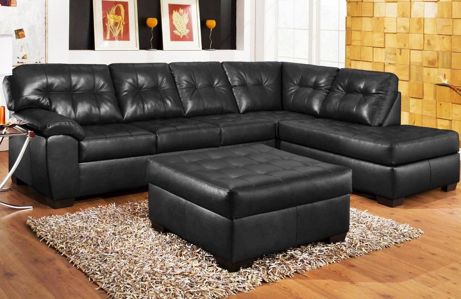 Black Leather Sectional Sofa Roselawnlutheran For Black Leather Sectional Sleeper Sofas 