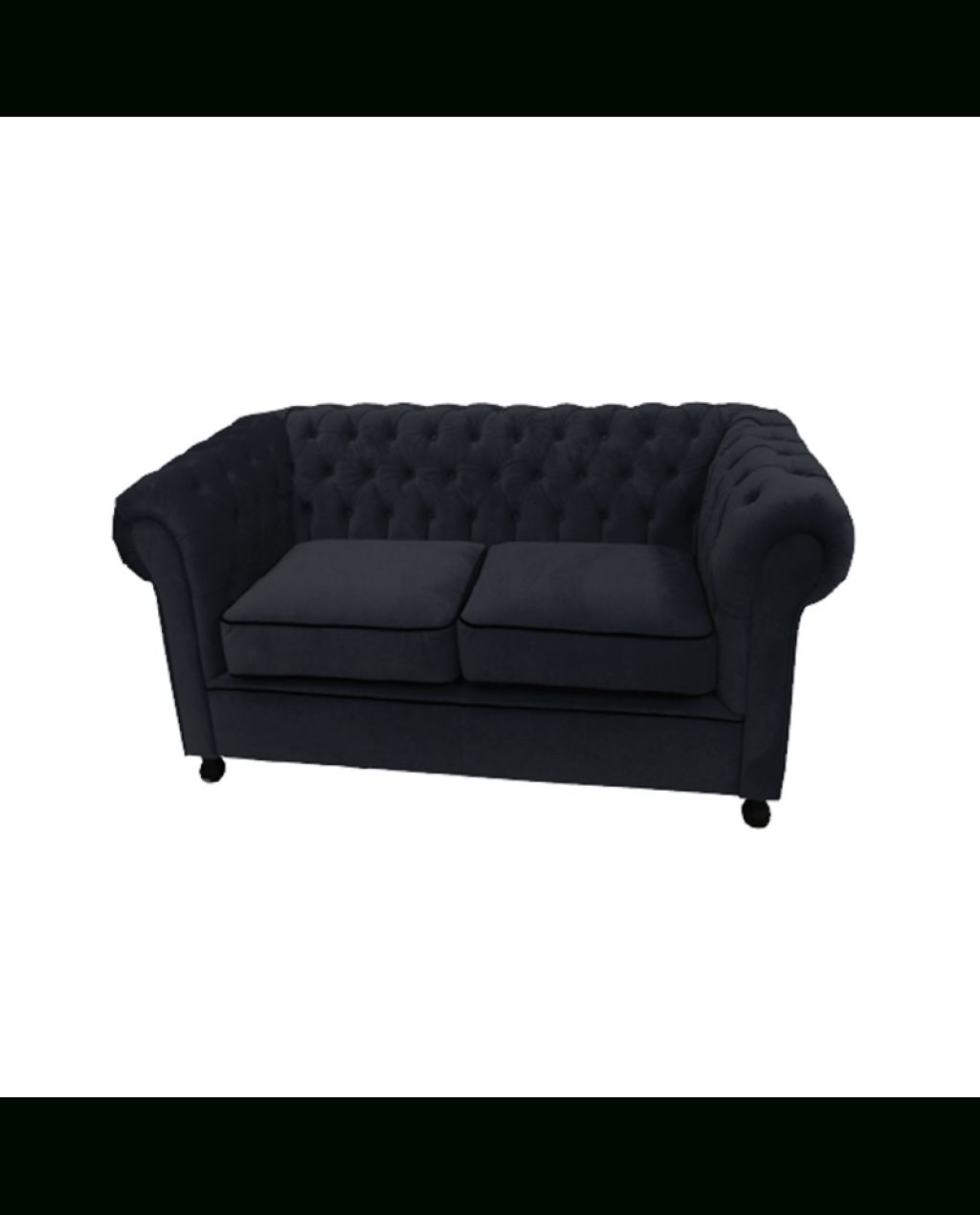 Black Velvet Chesterfield Style 2 Seater Sofa Hire With Black 2 Seater Sofas (View 8 of 30)