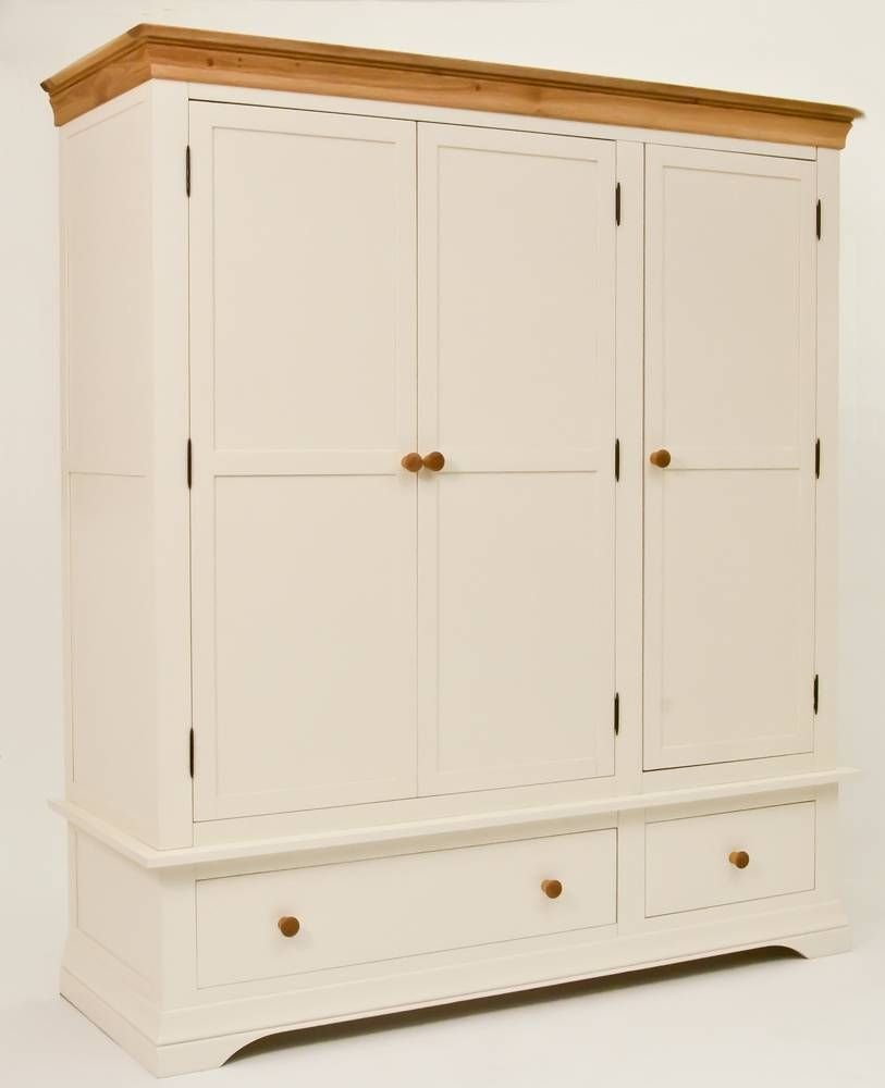 Bordeaux Painted Triple Wardrobe With Drawers With Bordeaux Wardrobes (Photo 10 of 15)