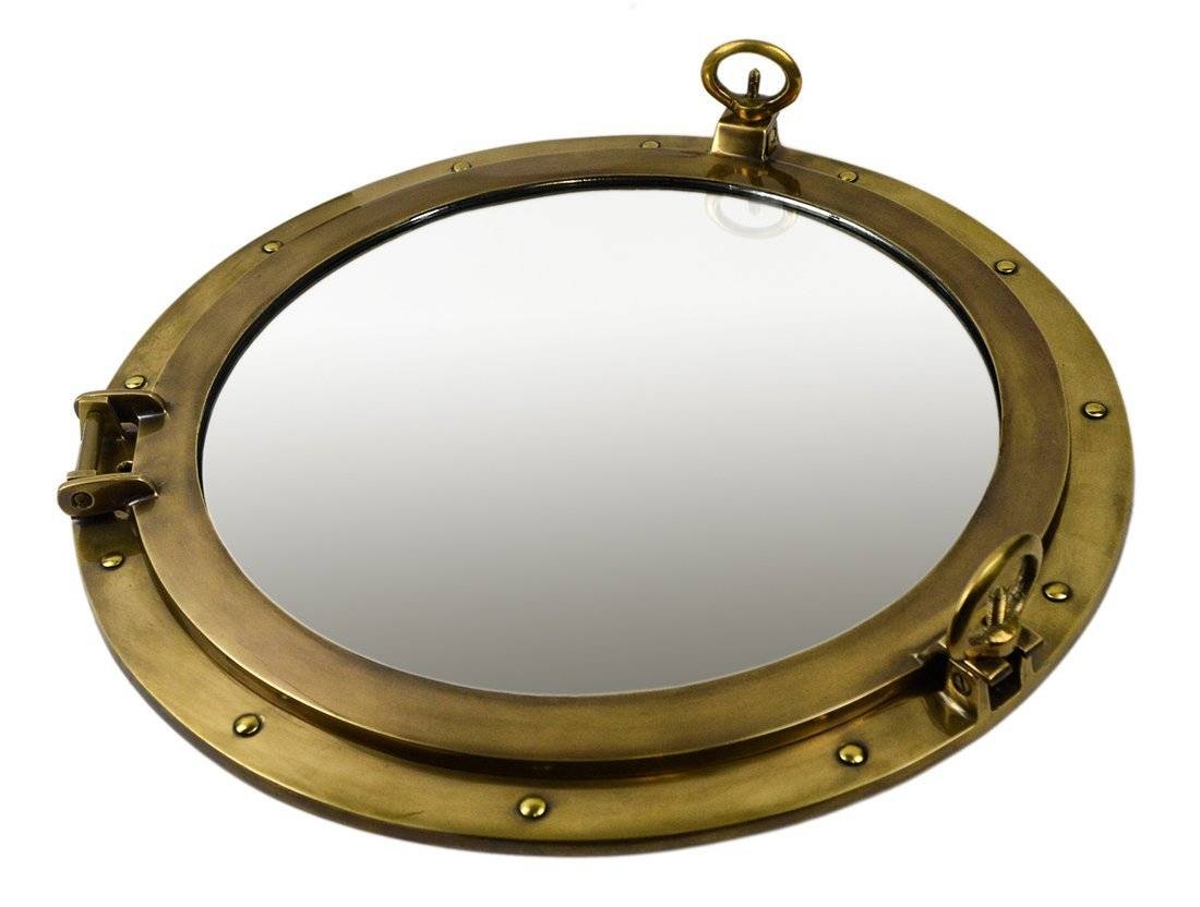 Brass Ships Porthole Mirrors Nickle Finish Porthole Mirrors Chrome Intended For Chrome Porthole Mirrors (Photo 1 of 25)