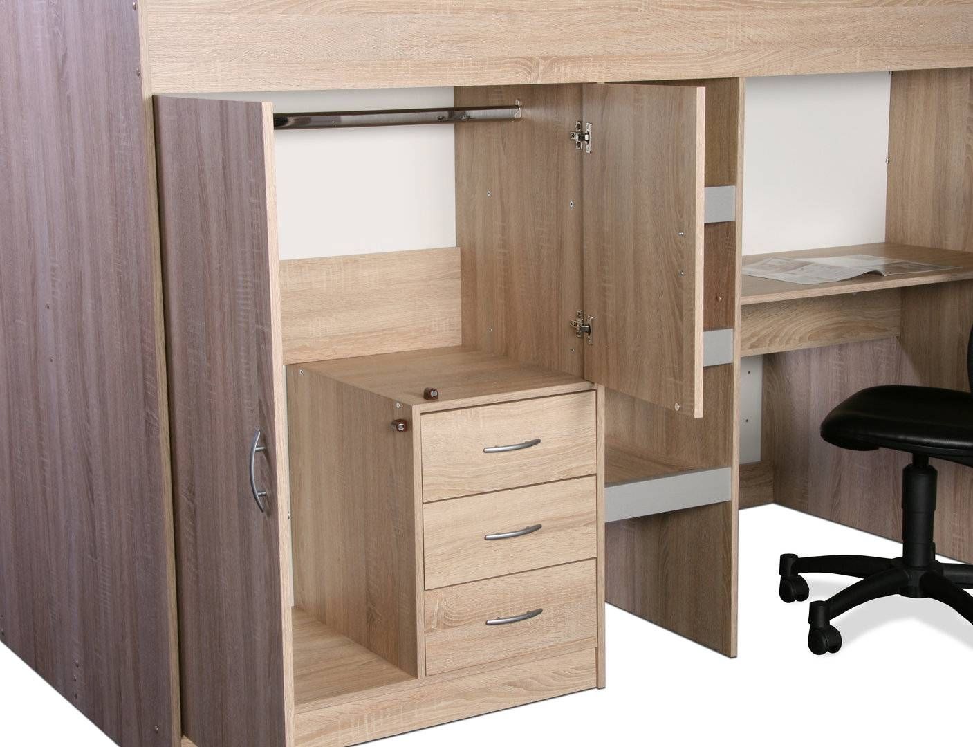 Brighton High Cabin Sleeper Bed – Rutland Furniture Throughout High Sleeper With Desk And Wardrobes (View 10 of 15)