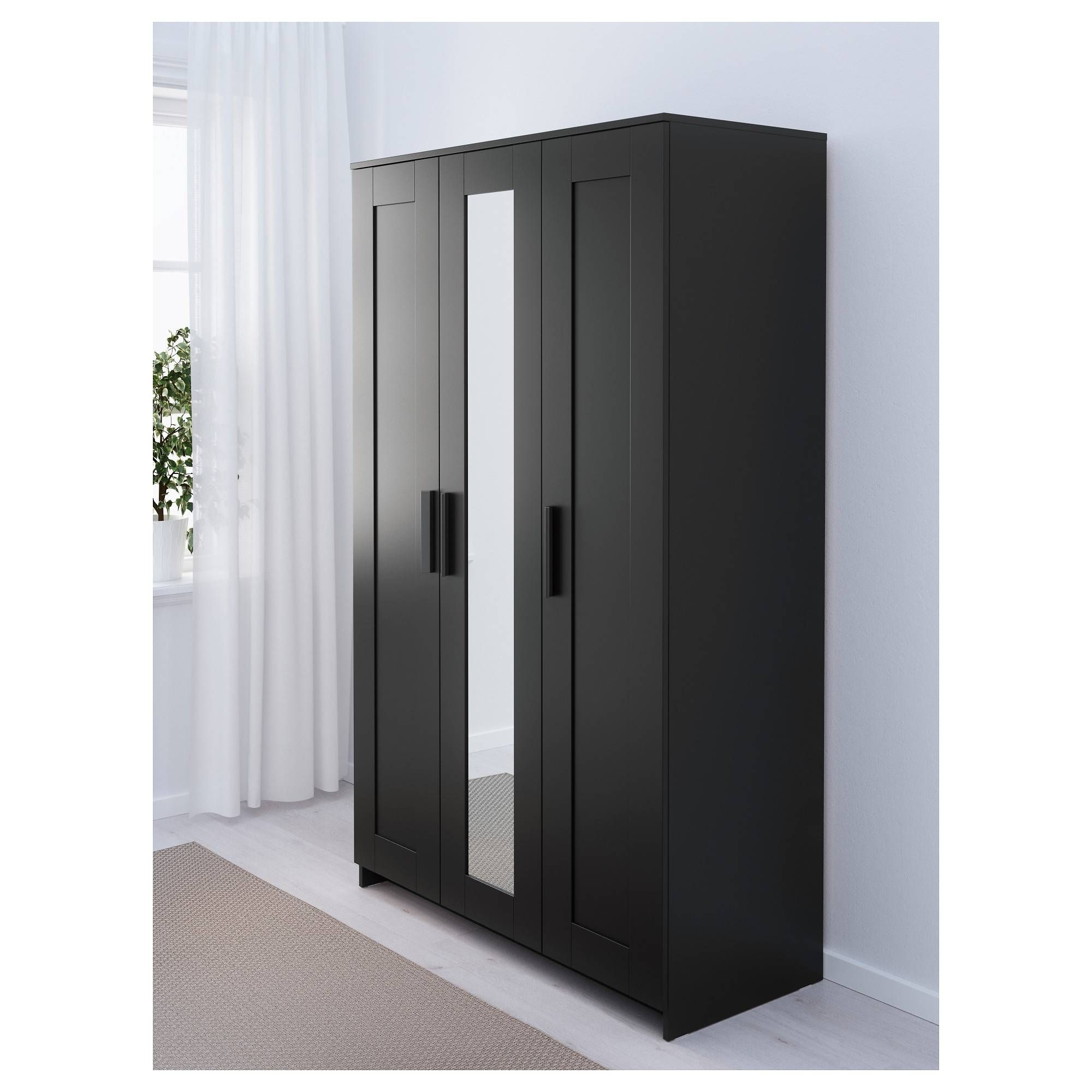 Brimnes Wardrobe With 3 Doors – Black – Ikea Throughout White 3 Door Wardrobes With Mirror (View 5 of 15)