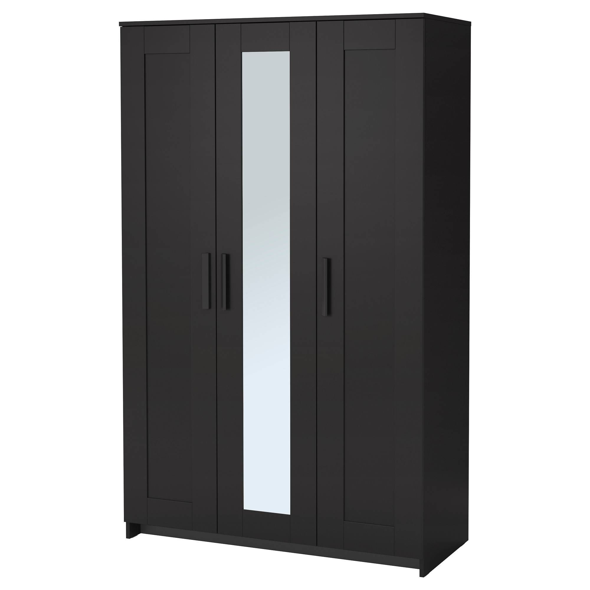 Brimnes Wardrobe With 3 Doors – Black – Ikea With Dark Wood Wardrobe Cheap (View 13 of 30)