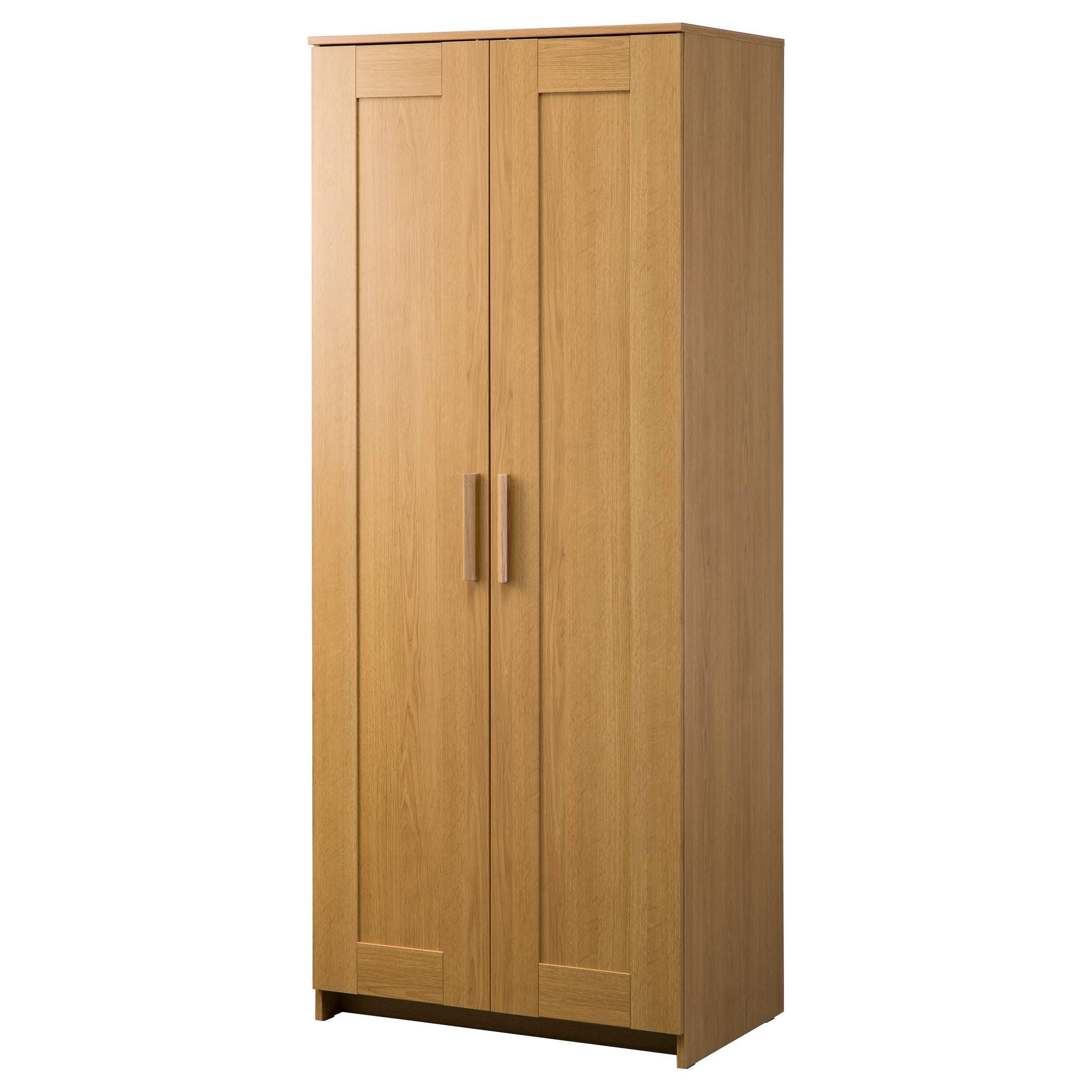 Brimnes Wardrobe With 3 Doors Oak Effect 117x190 Cm – Ikea Pertaining To Short Wardrobes (Photo 7 of 15)