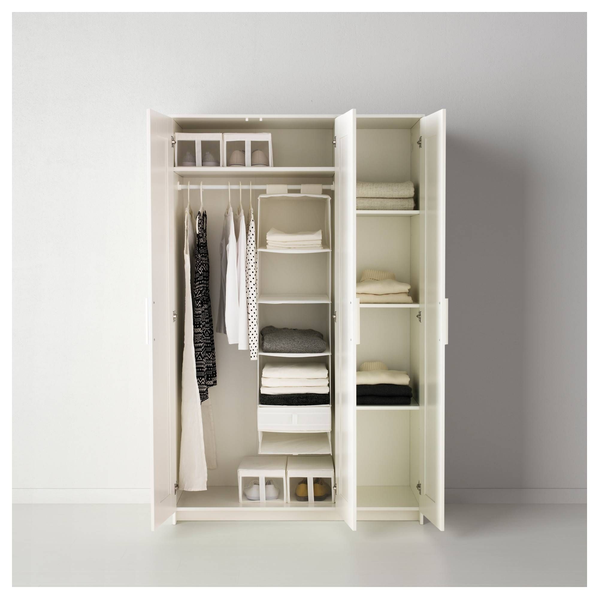 Brimnes Wardrobe With 3 Doors – White – Ikea Regarding Double Rail Wardrobes Ikea (View 24 of 30)