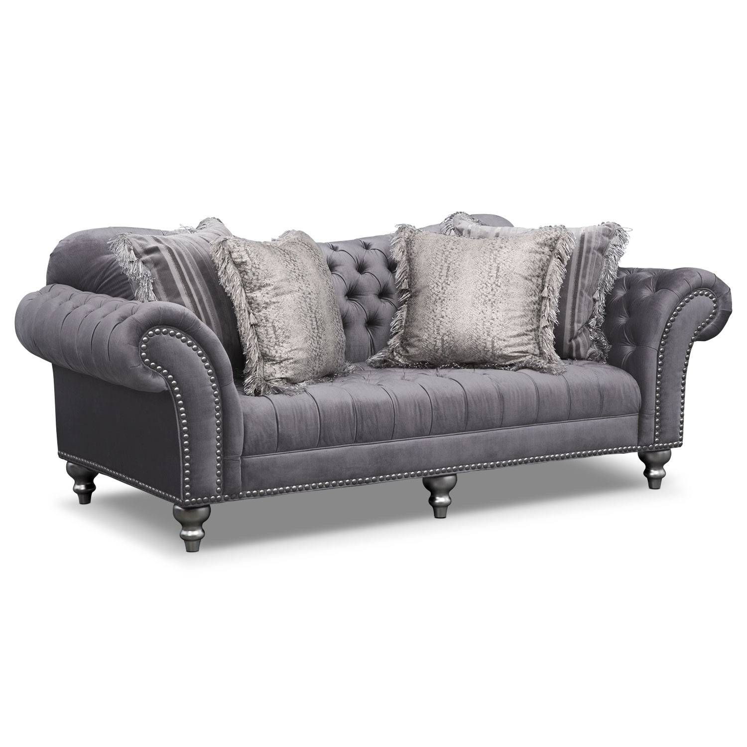 Brittney Sofa And Chair Set – Gray | American Signature Furniture Regarding Sofa And Chair Set (Photo 24 of 30)