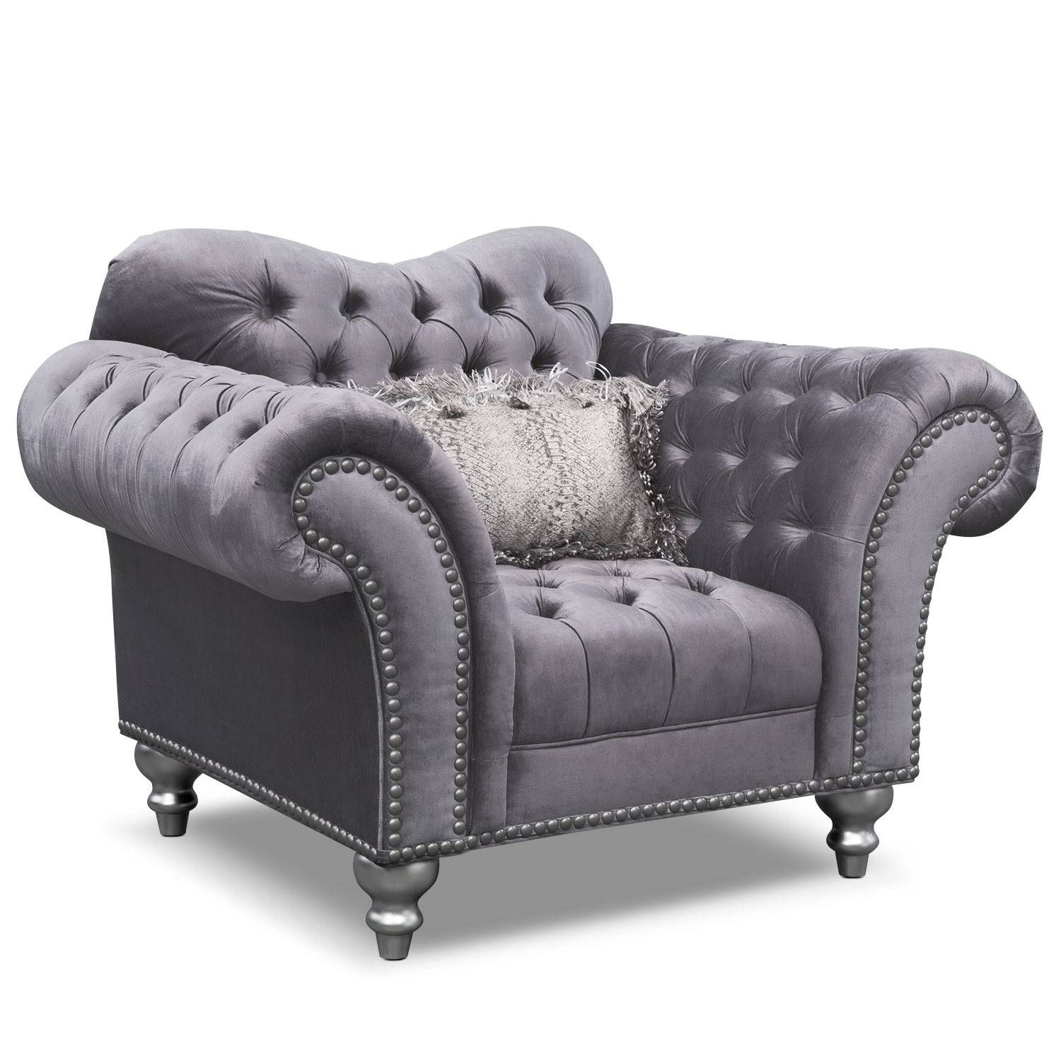 Brittney Sofa And Chair Set – Gray | American Signature Furniture With Regard To Sofa And Chair Set (Photo 30 of 30)
