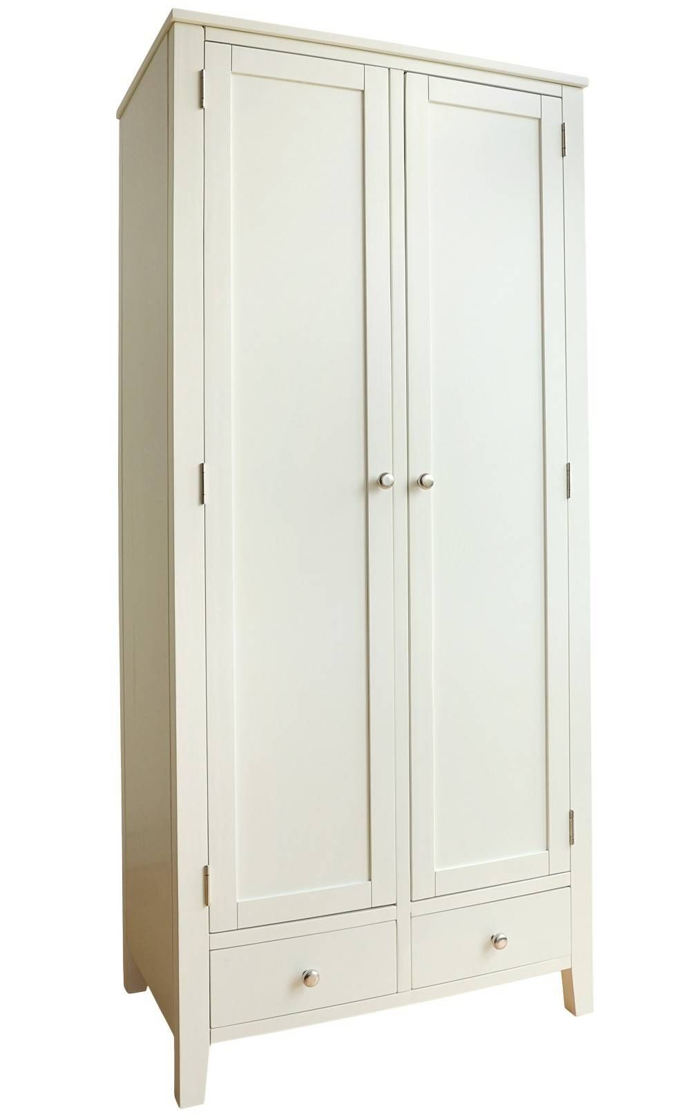Brooklyn Ivory White Double Wardrobe With 2 Drawers| Bedroom In White Double Wardrobes (View 14 of 15)