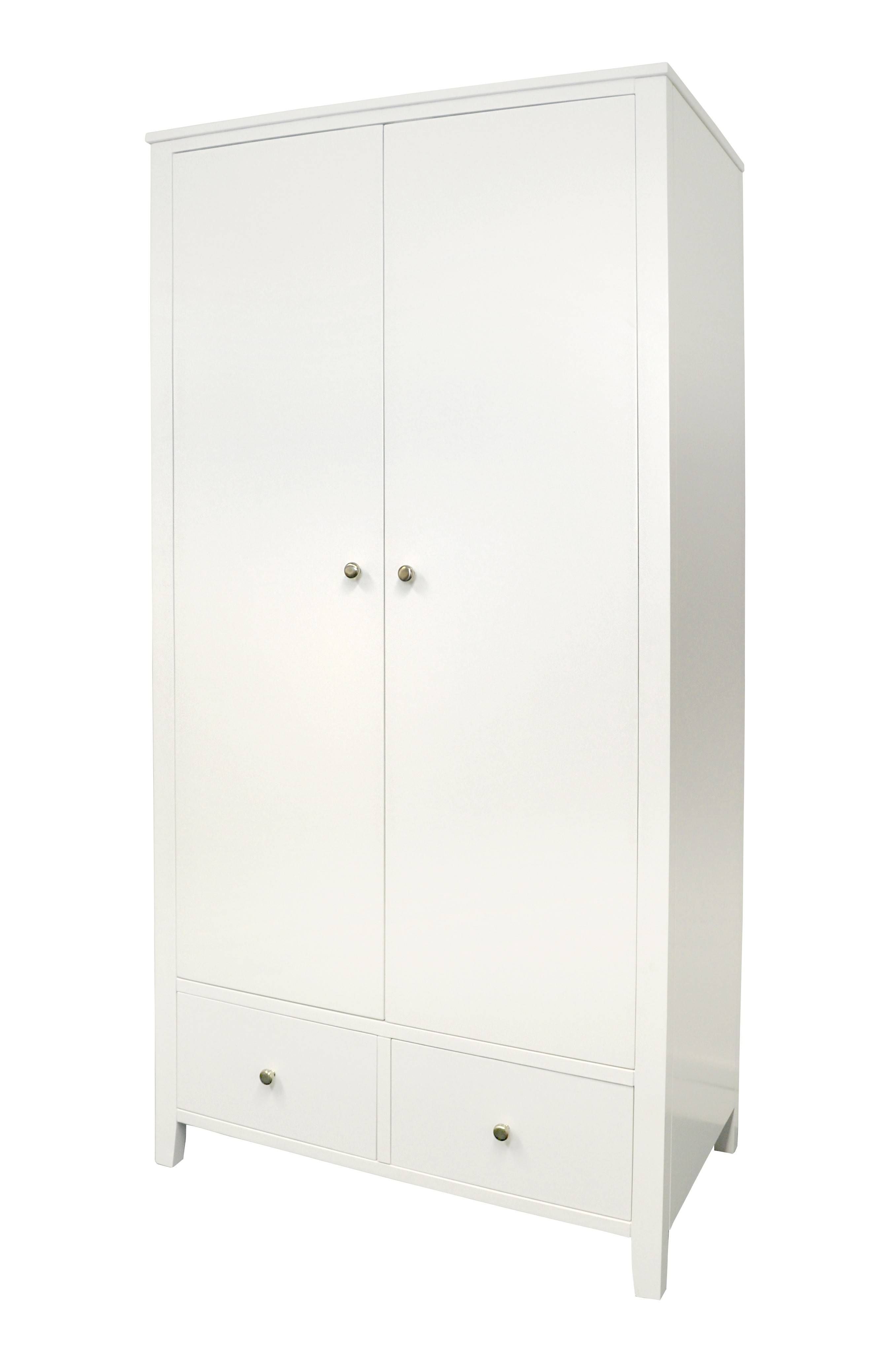 Brooklyn White Double Wardrobe With 2 Drawers| Bedroom Furniture Intended For Large White Wardrobes With Drawers (View 9 of 15)