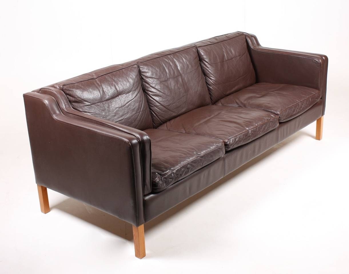 Brown Danish Three Seater Leather Sofa From Stouby, 1980s For Sale In 3 Seater Leather Sofas (Photo 28 of 30)
