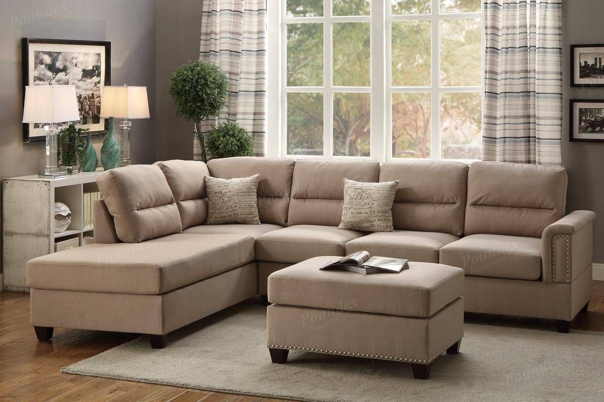 Brown Fabric Sectional Sofa And Ottoman – Steal A Sofa Furniture Inside Fabric Sectional Sofa (Photo 17 of 30)