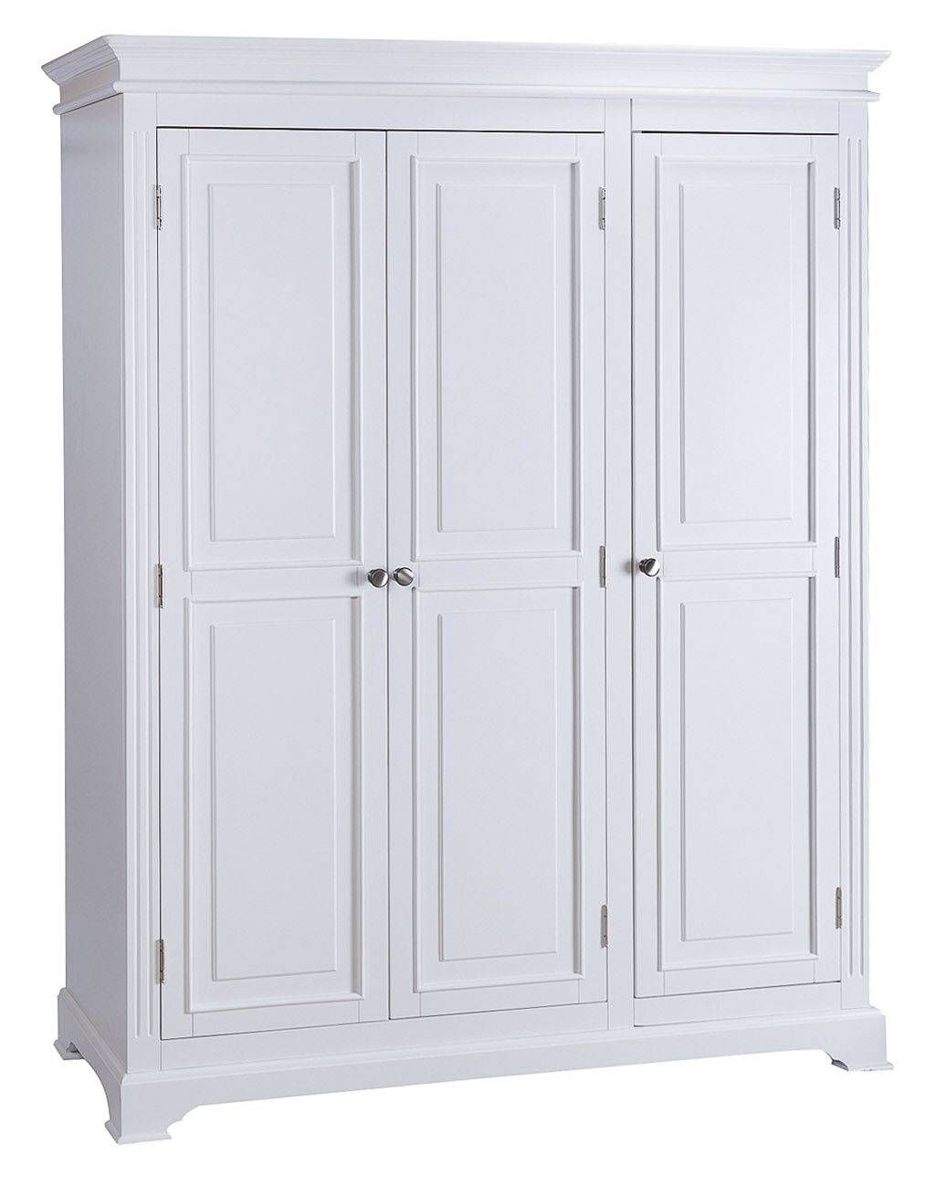 Burford White Painted Triple Three Door Large Wardrobe Intended For Large White Wardrobes With Drawers (Photo 13 of 15)
