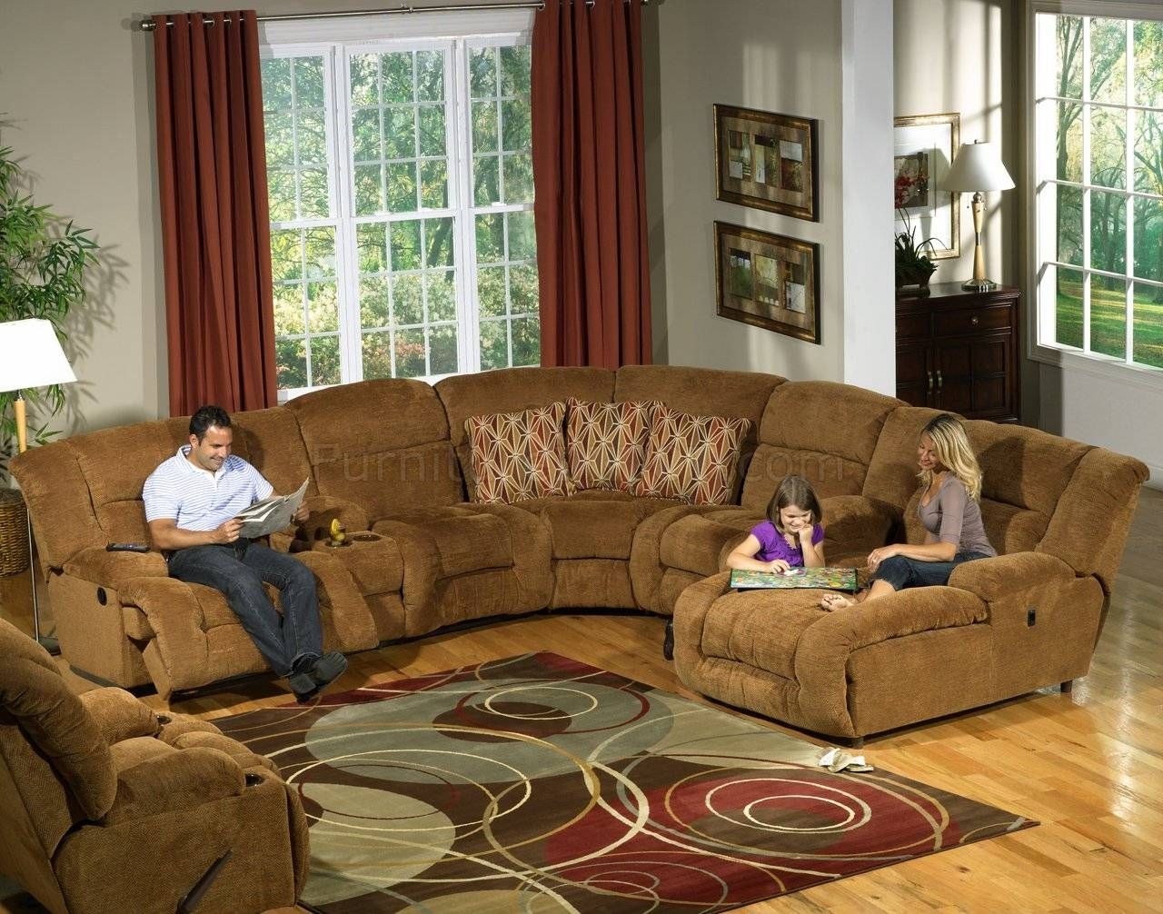 Camel Fabric Enterprise 4pc Reclining Sectional Sofa W/options For Camel Sectional Sofa (View 17 of 30)