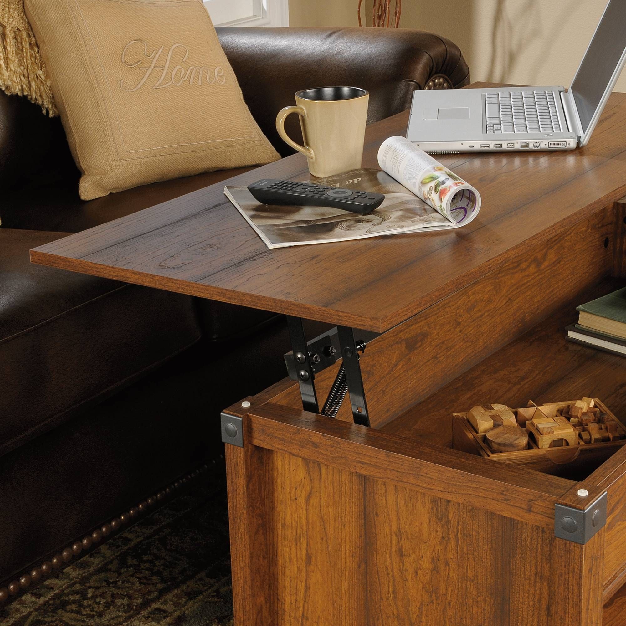Carson Forge | Lift Top Coffee Table | 414444 | Sauder Regarding Coffee Table With Raised Top (View 15 of 30)