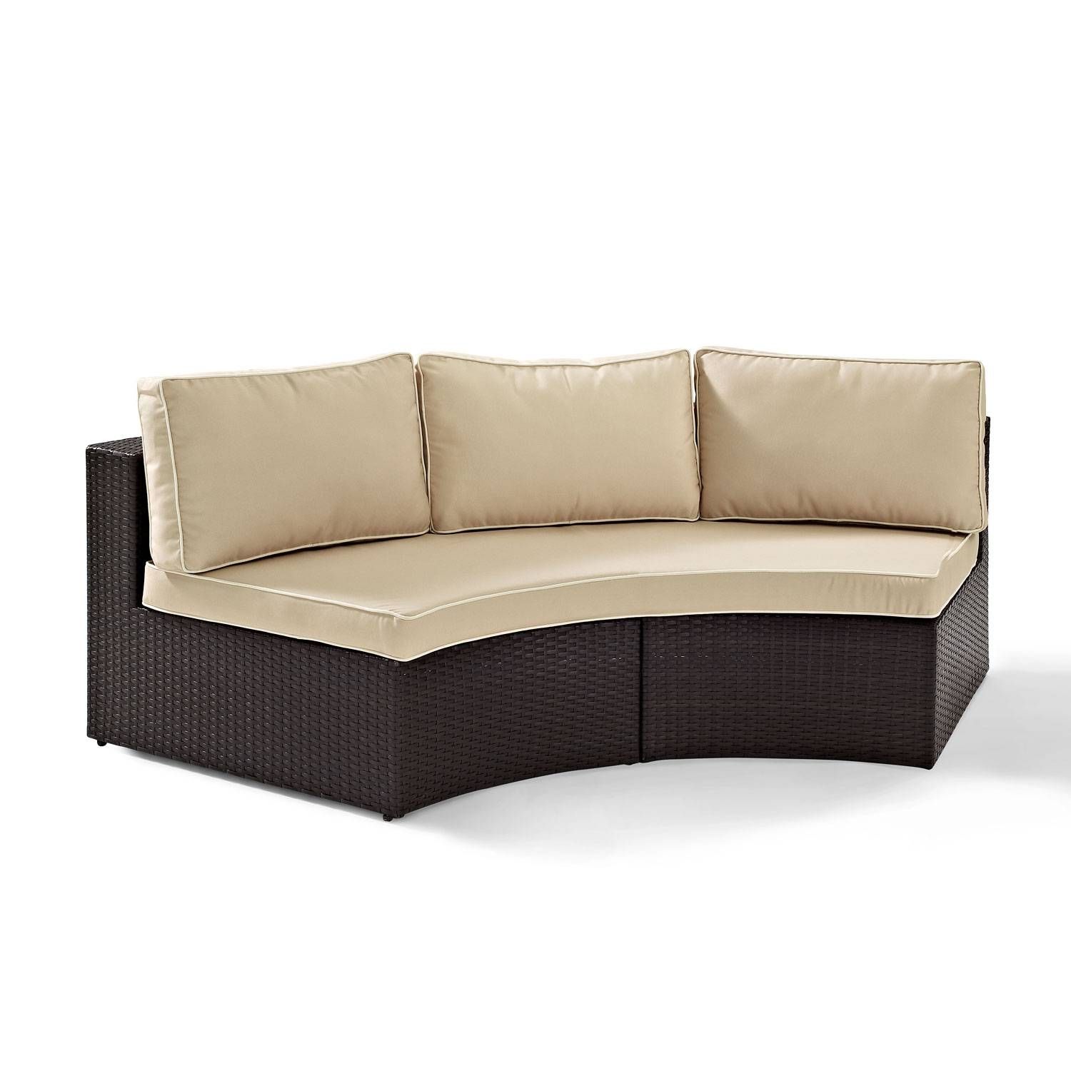Catalina Outdoor Wicker Round Sectional Sofa With Sand Cushions Within Round Sectional Sofa (View 28 of 30)
