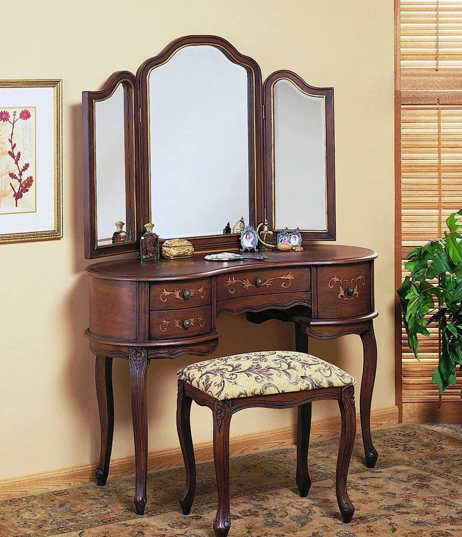 Ceiling: Charming Vanity Table With Mirror For Home Furniture In Antique Cream Mirrors (Photo 12 of 25)