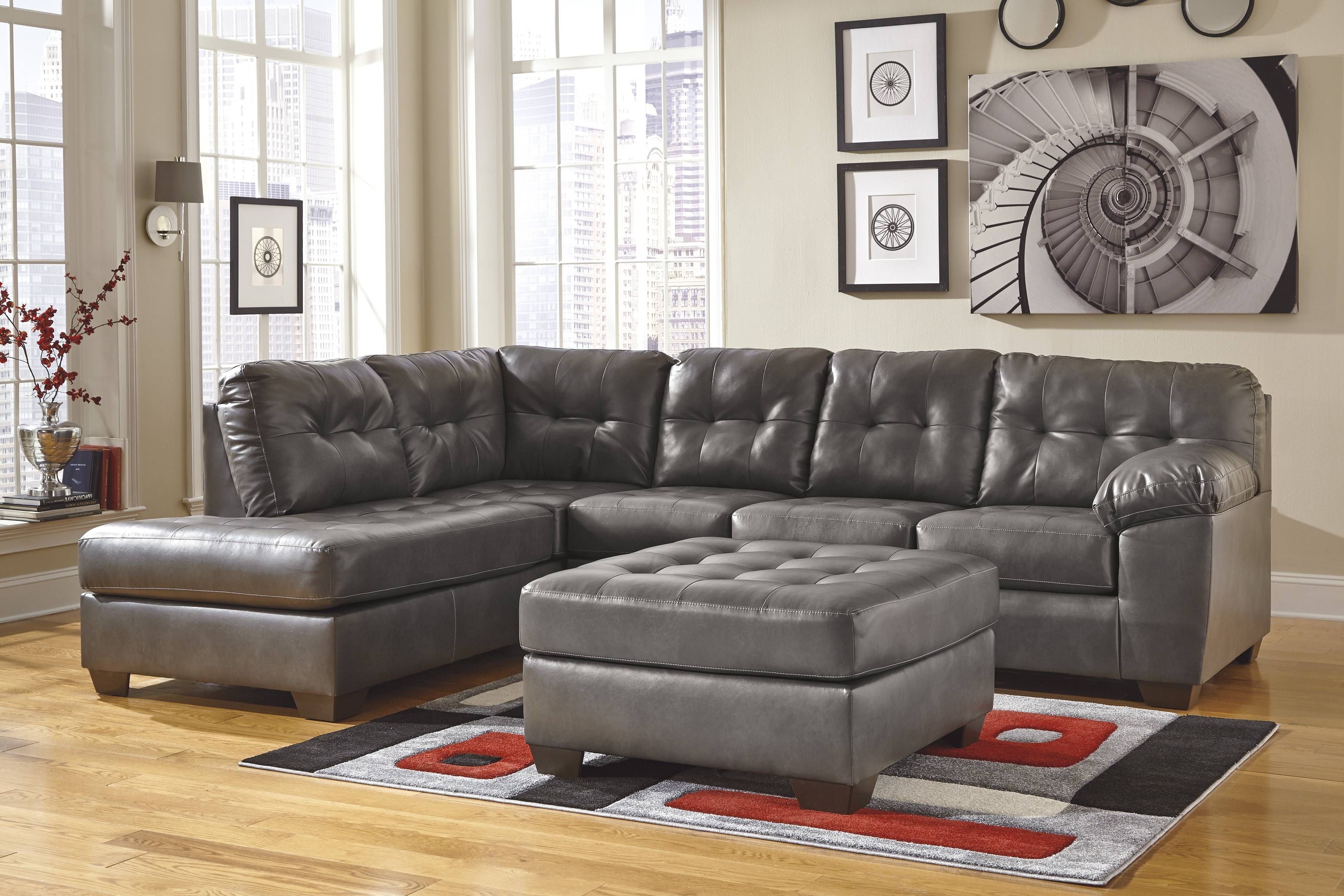 Chair & Sofa: Have An Interesting Living Room With Ashley Regarding Gray Leather Sectional Sofas (View 13 of 30)