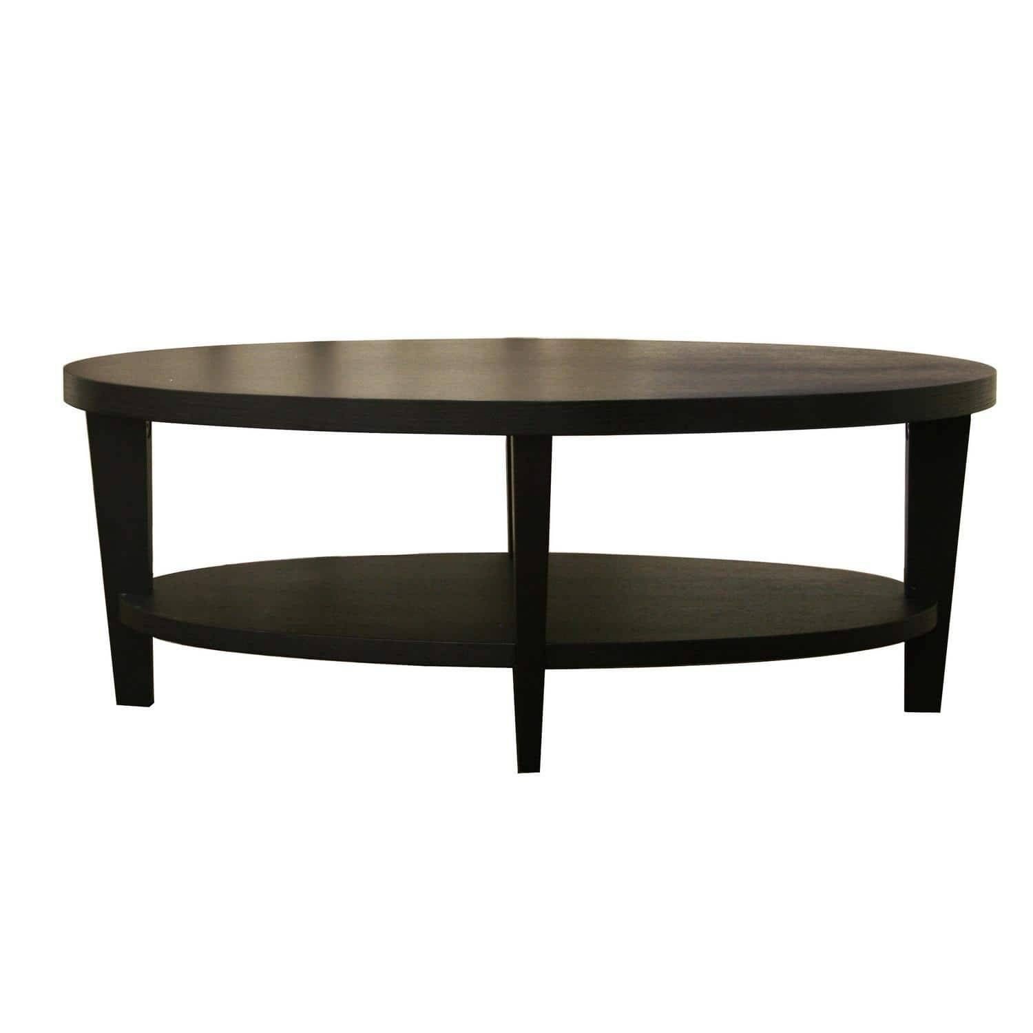 Charleston Modern Oval Black Wood Coffee Table – Free Shipping Within Oval Wooden Coffee Tables (View 24 of 30)