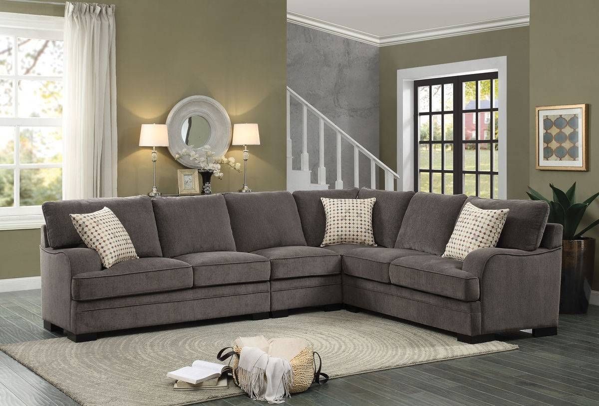 Chenille Sectional Sofa With Chaise – Cleanupflorida Inside Chenille And Leather Sectional Sofa (View 3 of 30)