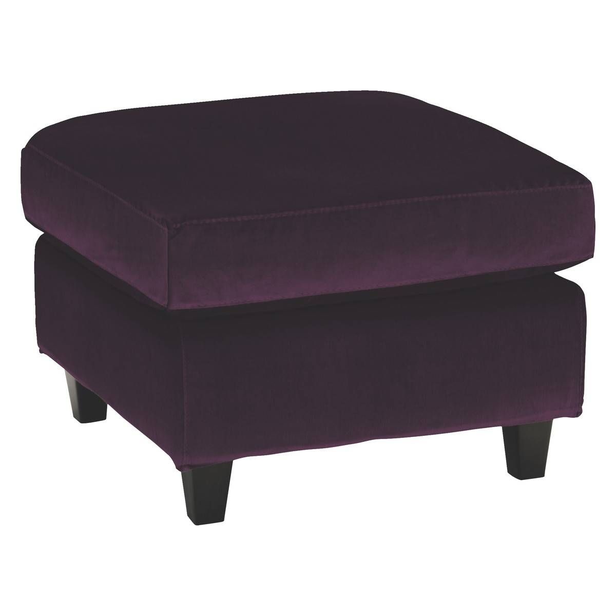 Chester Purple Velvet Footstool, Dark Stained Feet | Buy Now At Inside Velvet Footstool (View 24 of 30)