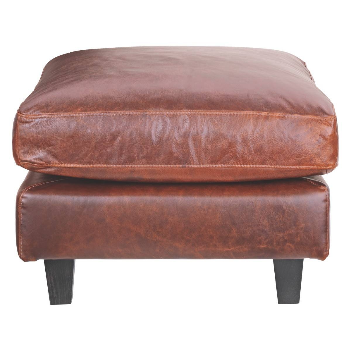 Chester Tan Leather Footstool, Dark Stained Feet | Buy Now At Throughout Leather Footstools (Photo 1 of 30)