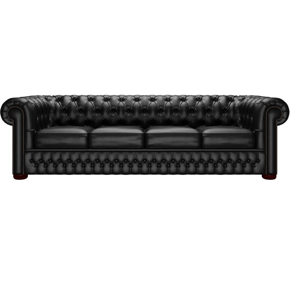 Chesterfield 4 Seater Sofa In Shelly Black – From Sofassaxon Uk For 4 Seat Sofas (View 6 of 30)