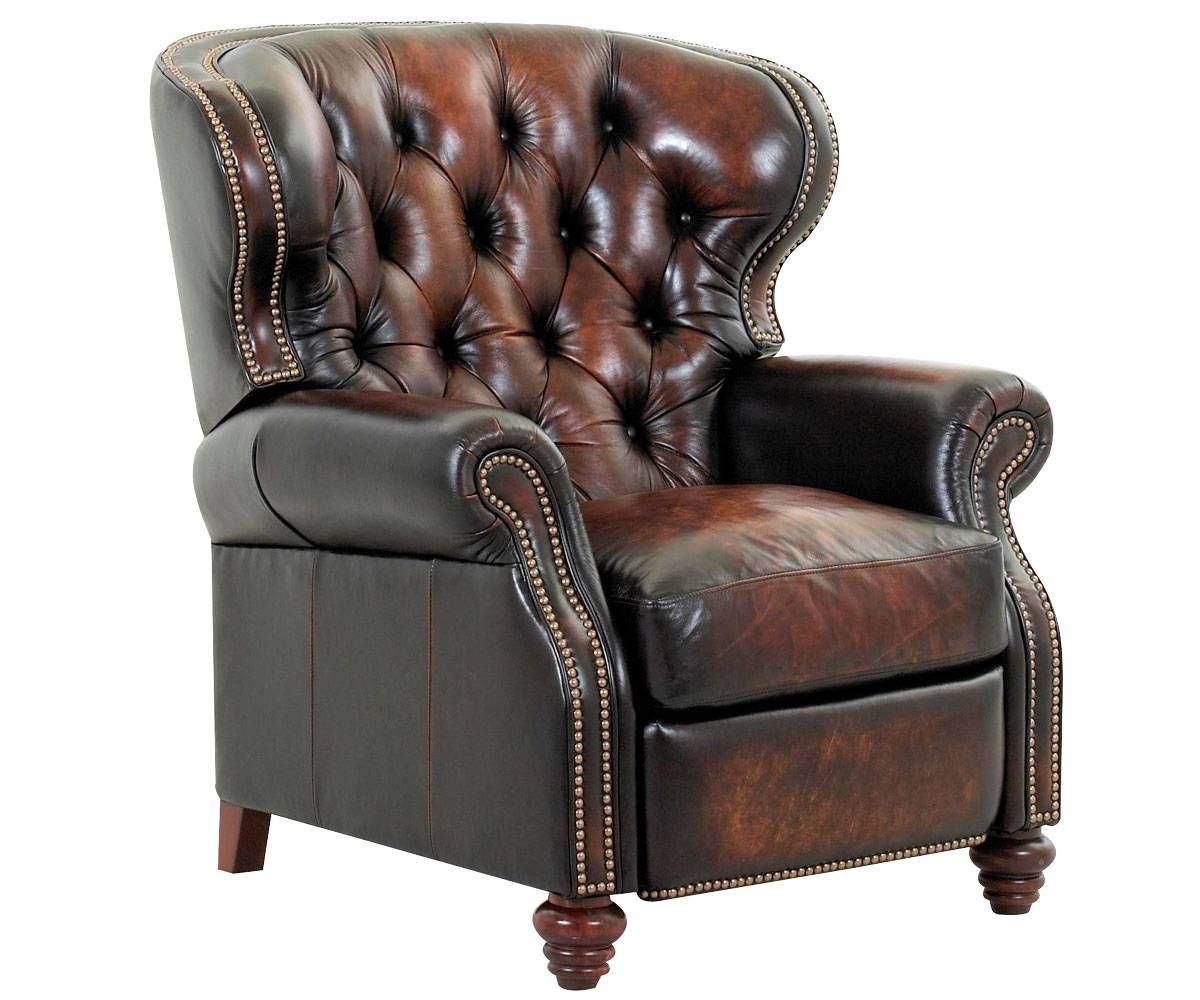 Chesterfield Tufted Leather Wingback Recliner W Nailhead Trim Pertaining To Chesterfield Recliners 