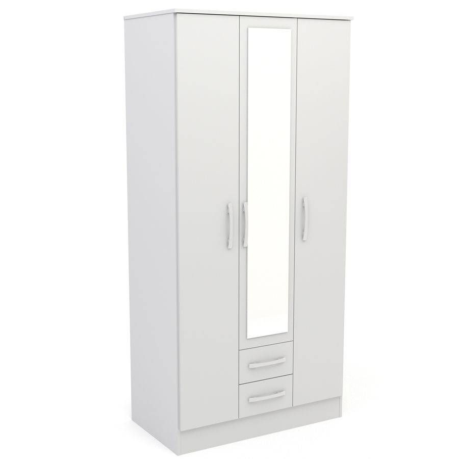 Children's 3 Door 2 Drawer Wardrobe Black – Lynx Intended For 3 Door White Wardrobes With Drawers (View 10 of 15)