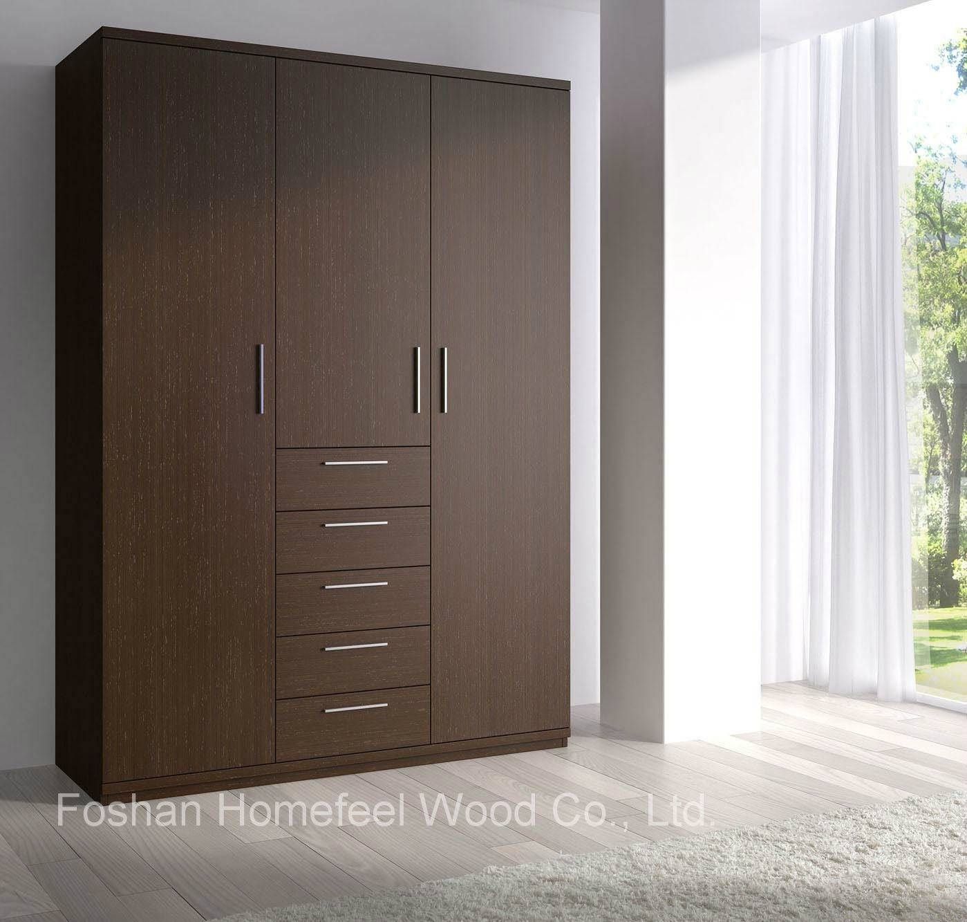 China Dark Brown Wooden Wardrobe With 3 Door Modern Furniture (hf For Dark Brown Wardrobes (View 6 of 15)