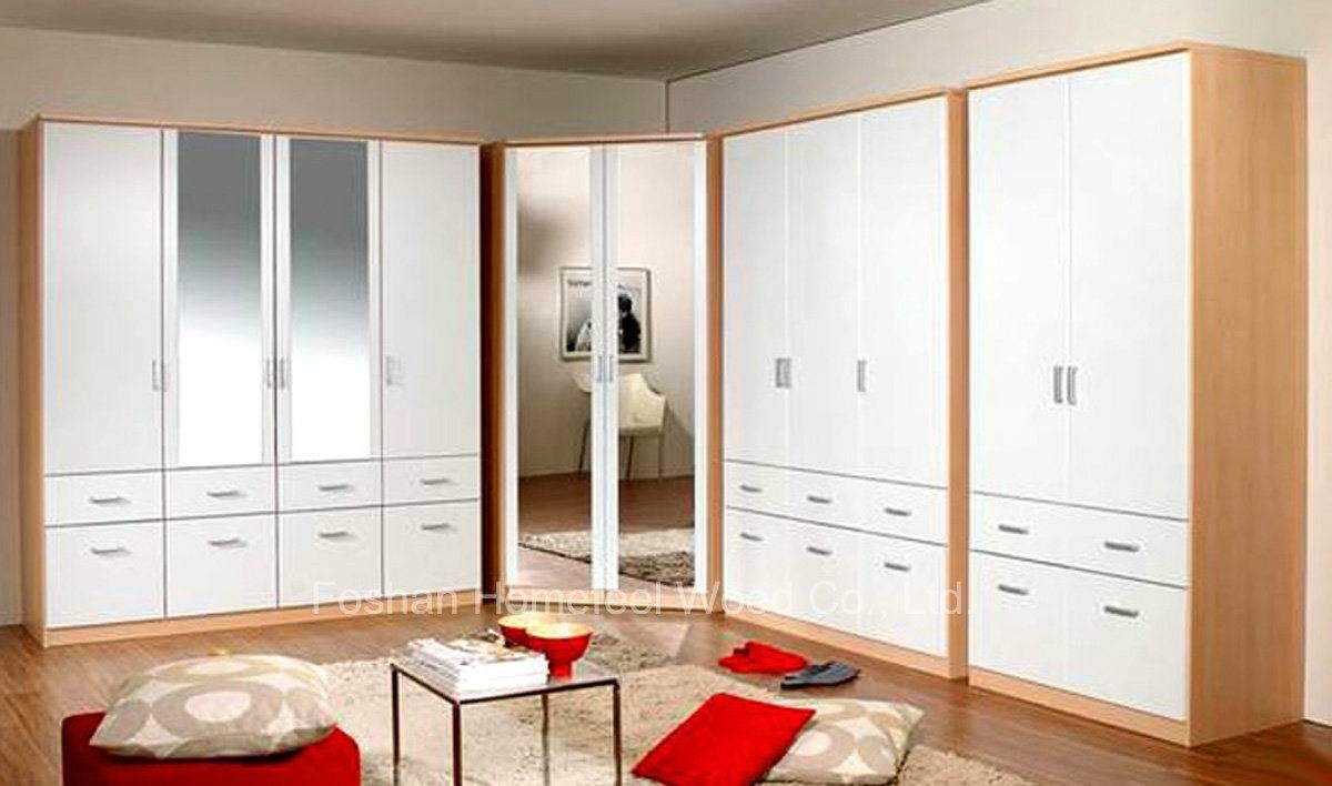 China Fashion White High Gloss Corner Wardrobe Set With Mirror (hf Throughout White Gloss Corner Wardrobes (View 14 of 15)