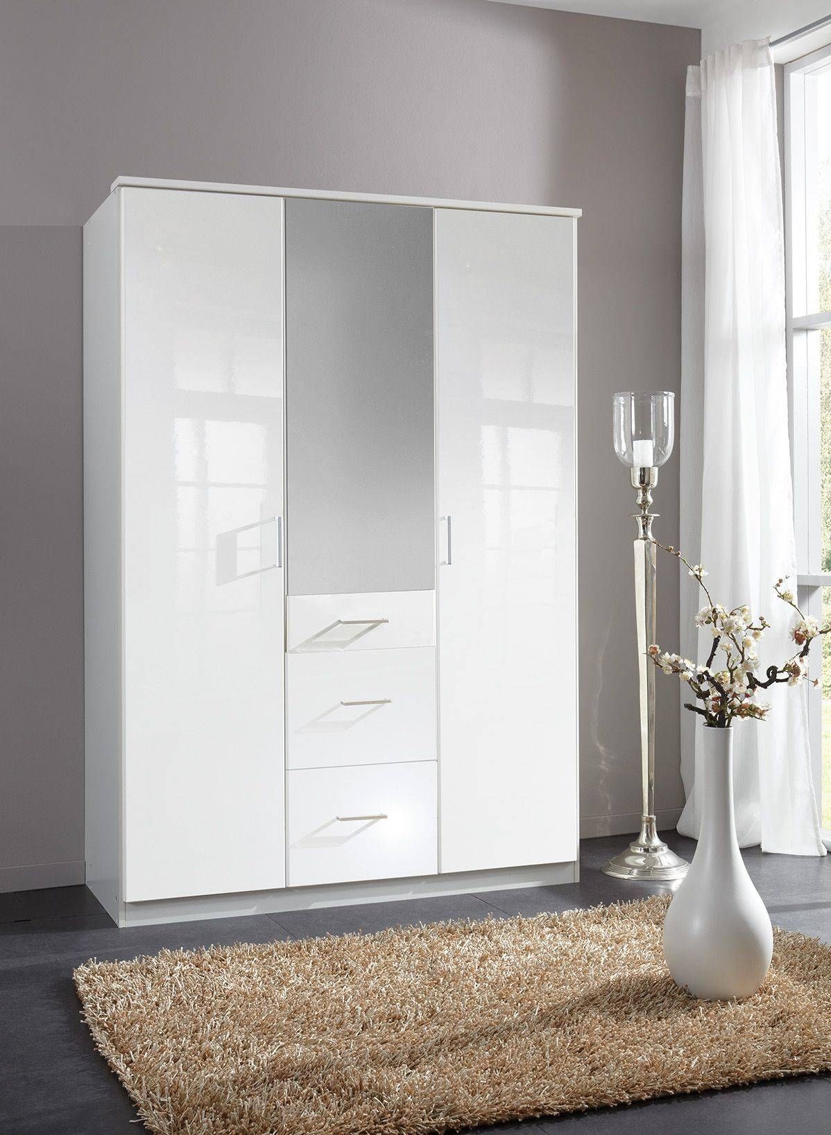 Clack High Gloss White 3 Door Mirrored Wardrobe For White 3 Door Mirrored Wardrobes (View 9 of 15)