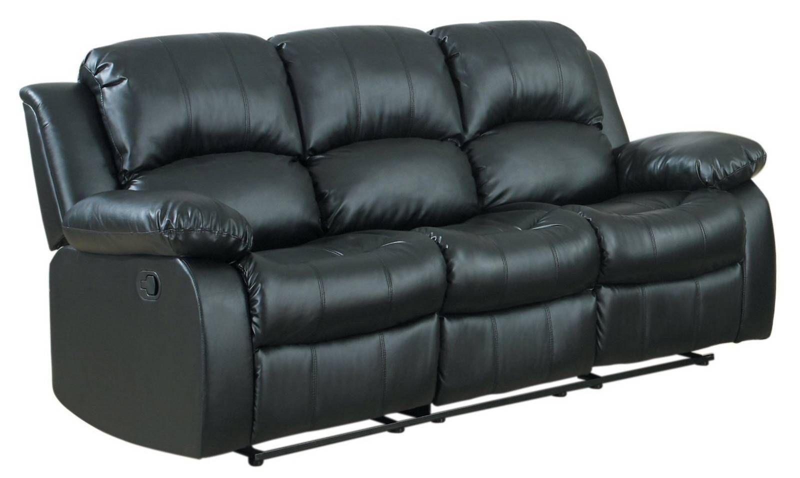 Classic 3 Seat Bonded Leather Double Recliner Sofa – Walmart Inside 3 Seater Leather Sofas (View 3 of 30)