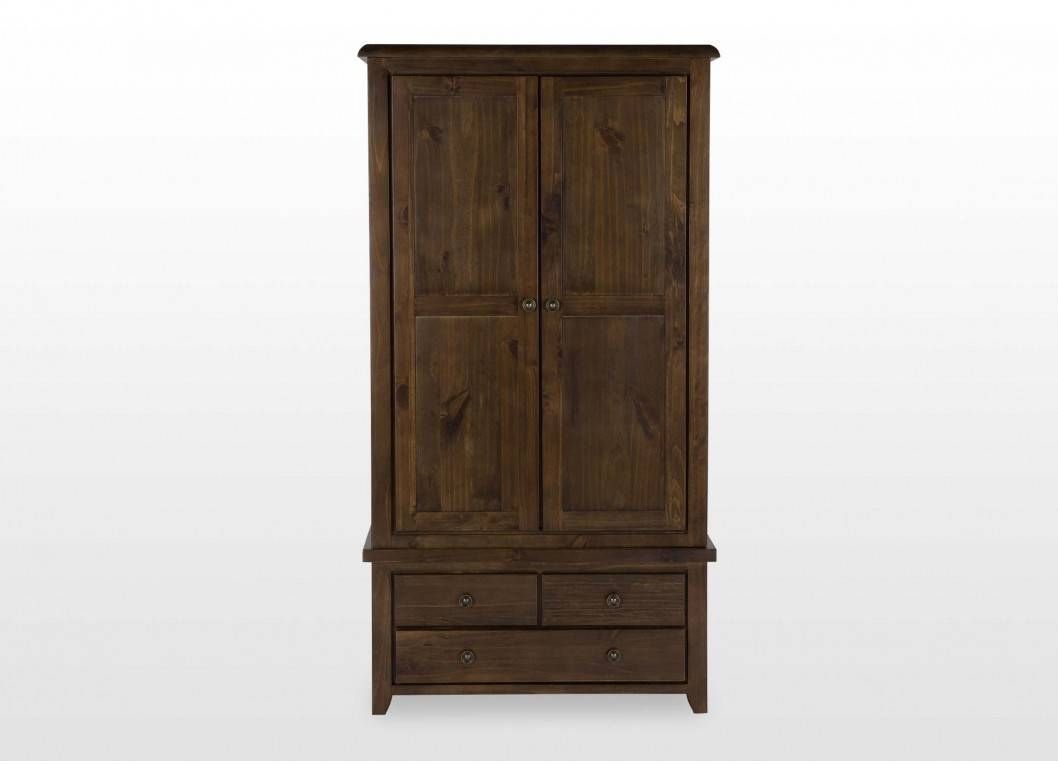 Classic Dark Wood Two Door Three Drawer Wardrobe – Valentia Within Dark Wood Wardrobes (Photo 13 of 30)
