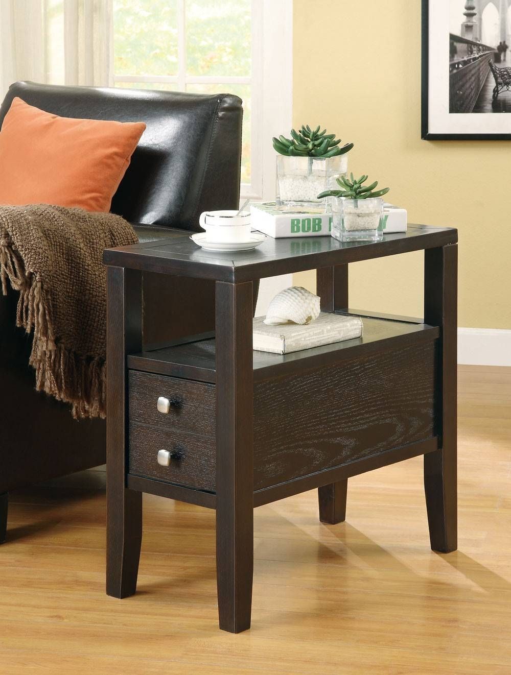 Coaster Fine Furniture 900991 Accent Casual Storage Chair Side Table Throughout Sofa Side Tables With Storages (Photo 6 of 30)