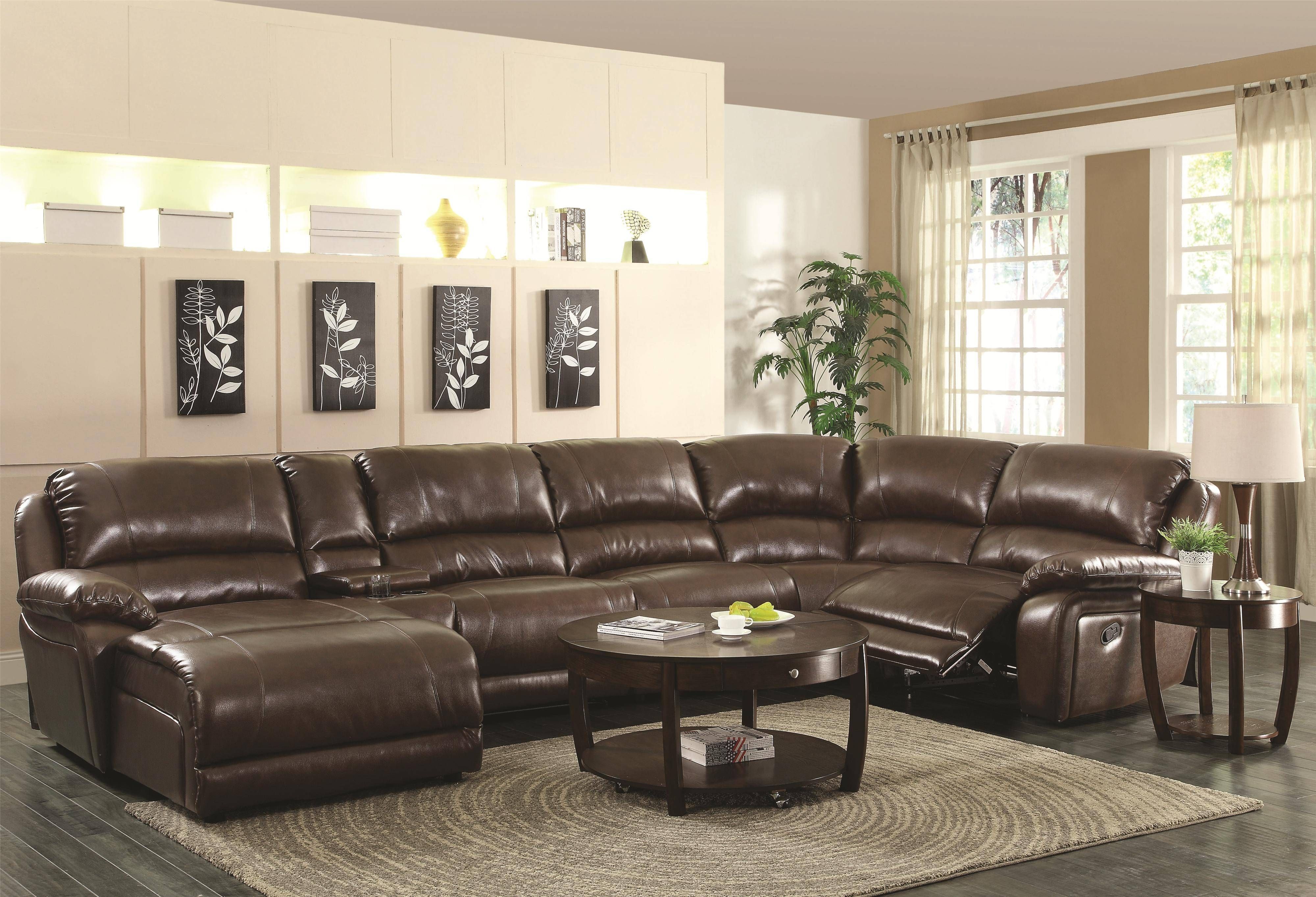 Coaster Mackenzie Chestnut 6 Piece Reclining Sectional Sofa With For Motion Sectional Sofas (Photo 13 of 30)