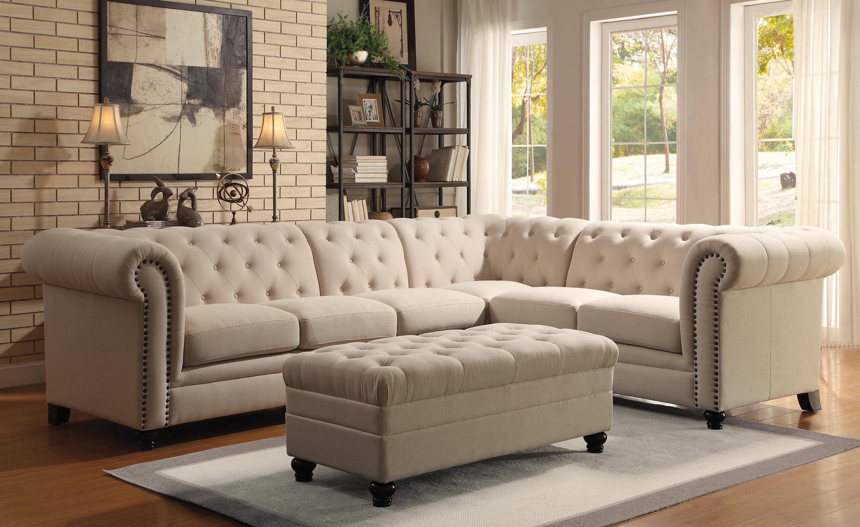Coaster Roy Button Tufted Sectional Sofa With Armless Chair Regarding Armless Sectional Sofas (View 19 of 30)