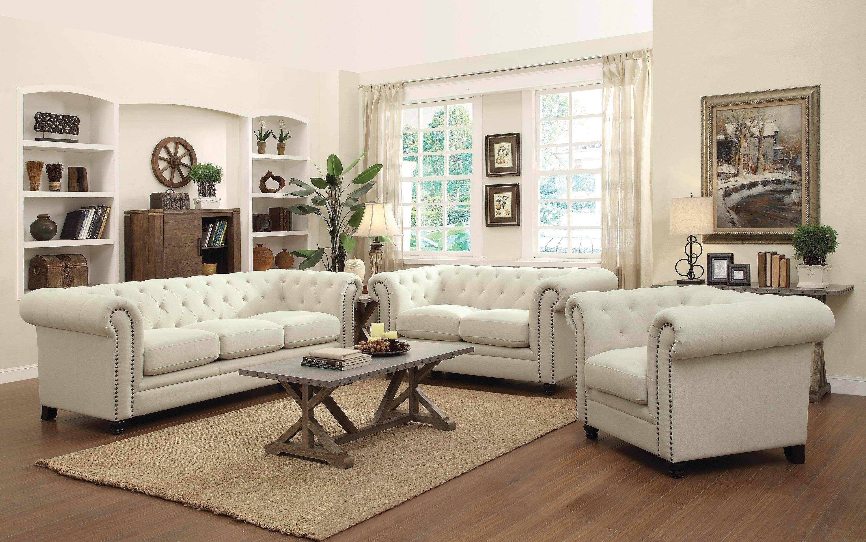 Coaster Roy Traditional Button Tufted Love Seat With Rolled Back For Sofa Loveseat And Chairs (Photo 1 of 30)