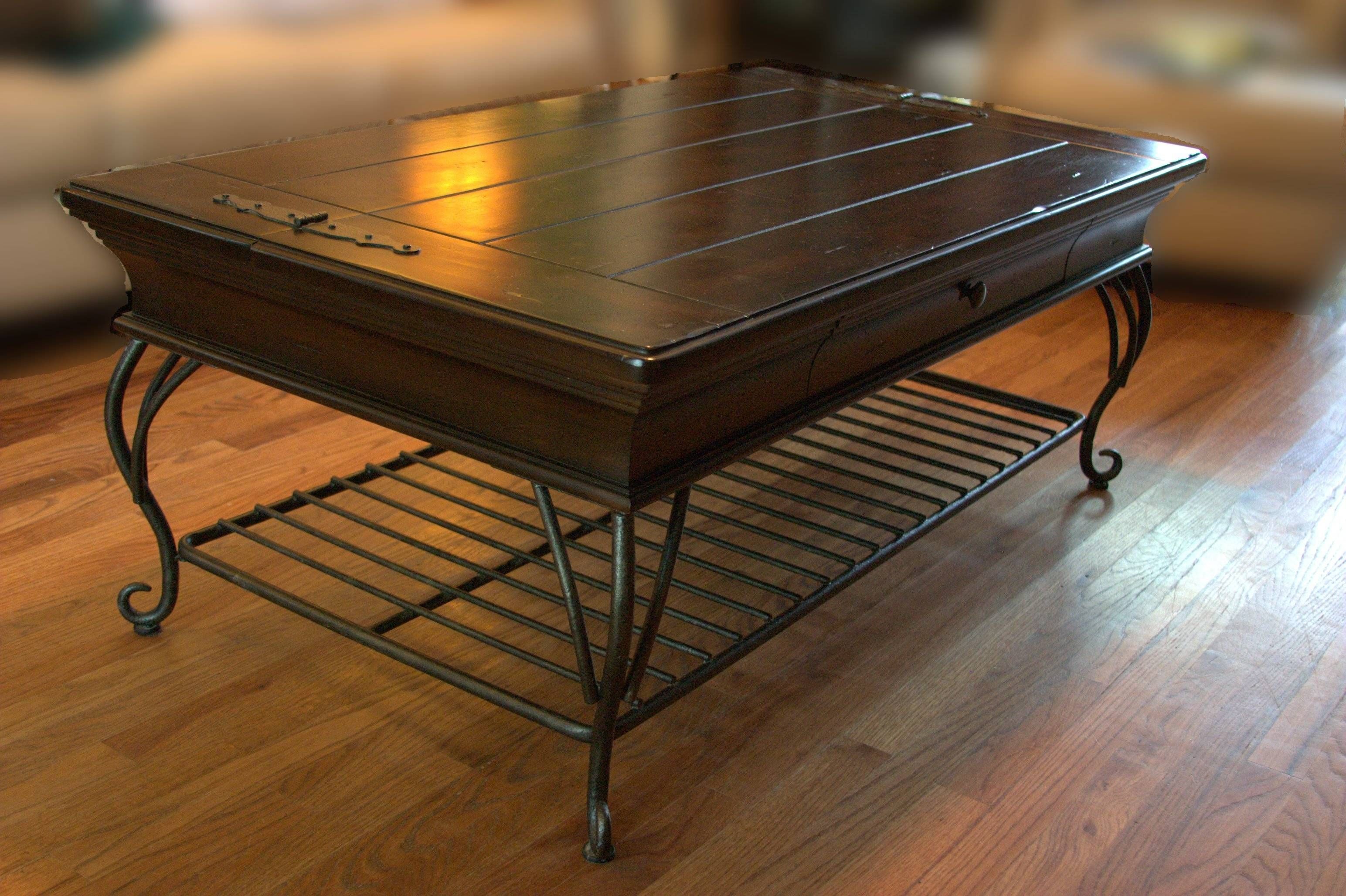 Coffee Table: Astonishing Iron And Wood Coffee Table Design Ideas In Dark Wood Coffee Table Storages (View 17 of 30)