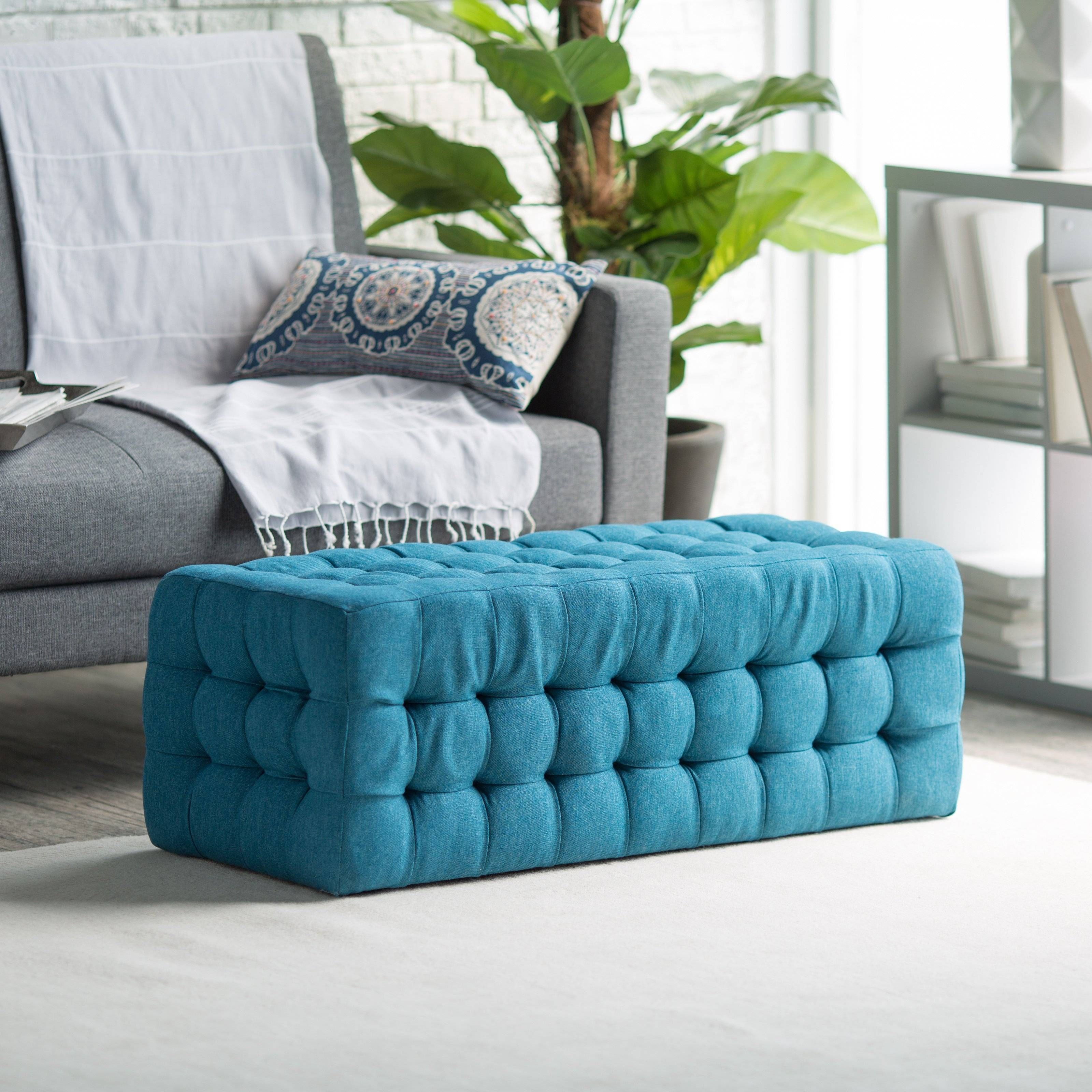 Coffee Table: Brilliant Blue Ottoman Coffee Table Designs Blue In Fabric Coffee Tables (View 12 of 30)