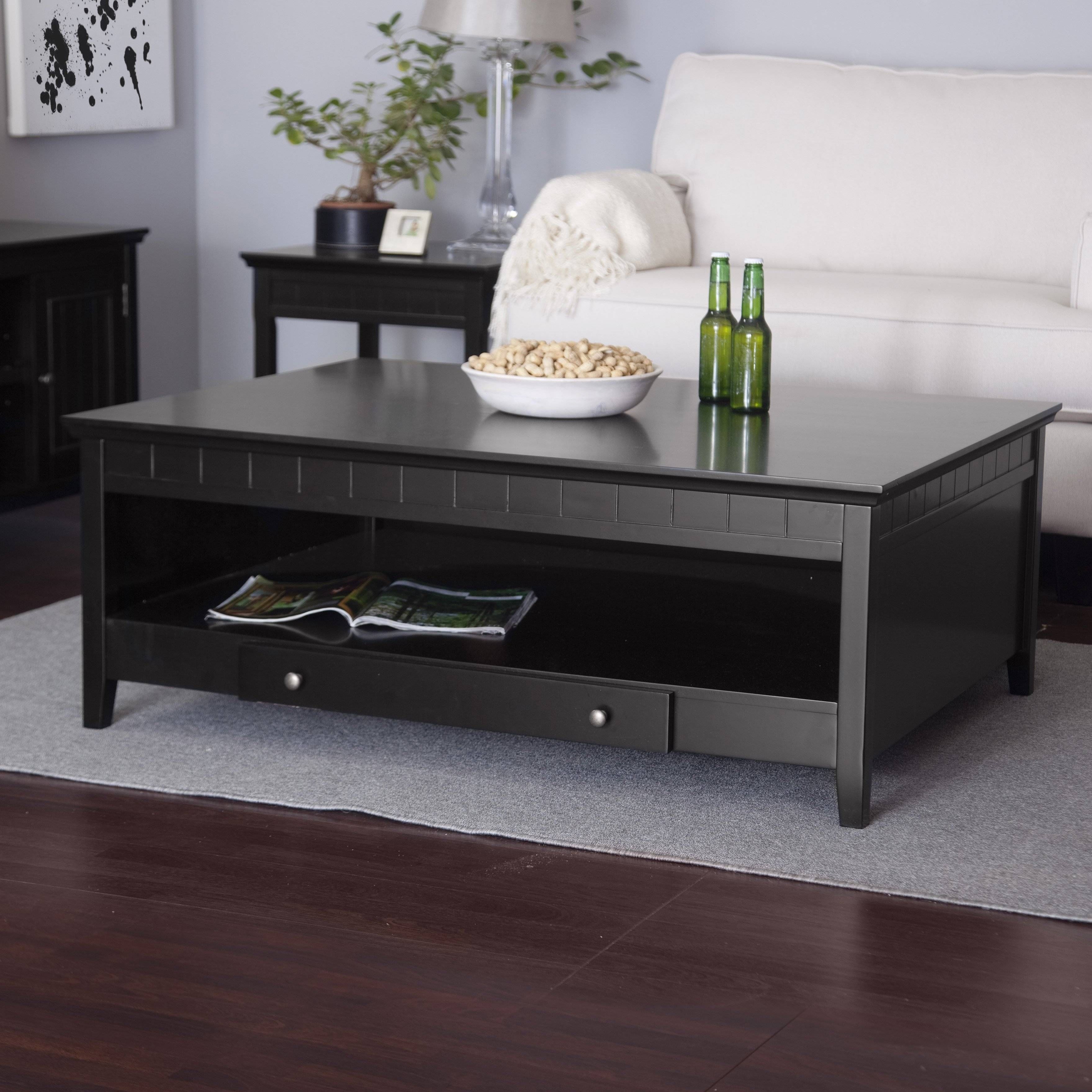 Coffee Table: Brilliant Square Black Coffee Table Designs Square Pertaining To Small Coffee Tables With Shelf (Photo 19 of 30)