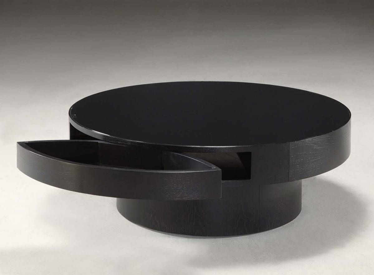 Coffee Table : Padded Round Black Wooden Coffee Table Black Round Throughout Black Wood Coffee Tables (View 22 of 30)