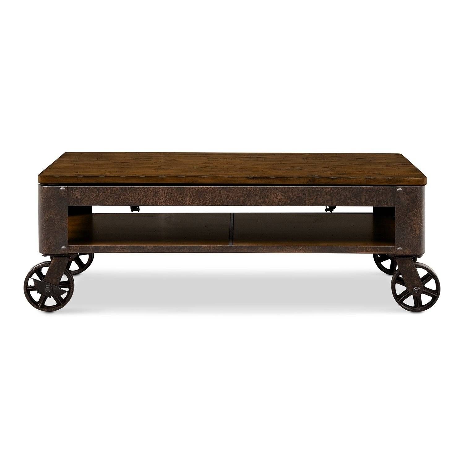 Coffee Table: Simple Rustic Coffee Table With Wheels Ideas Car With Regard To Glass Coffee Tables With Casters (View 17 of 30)
